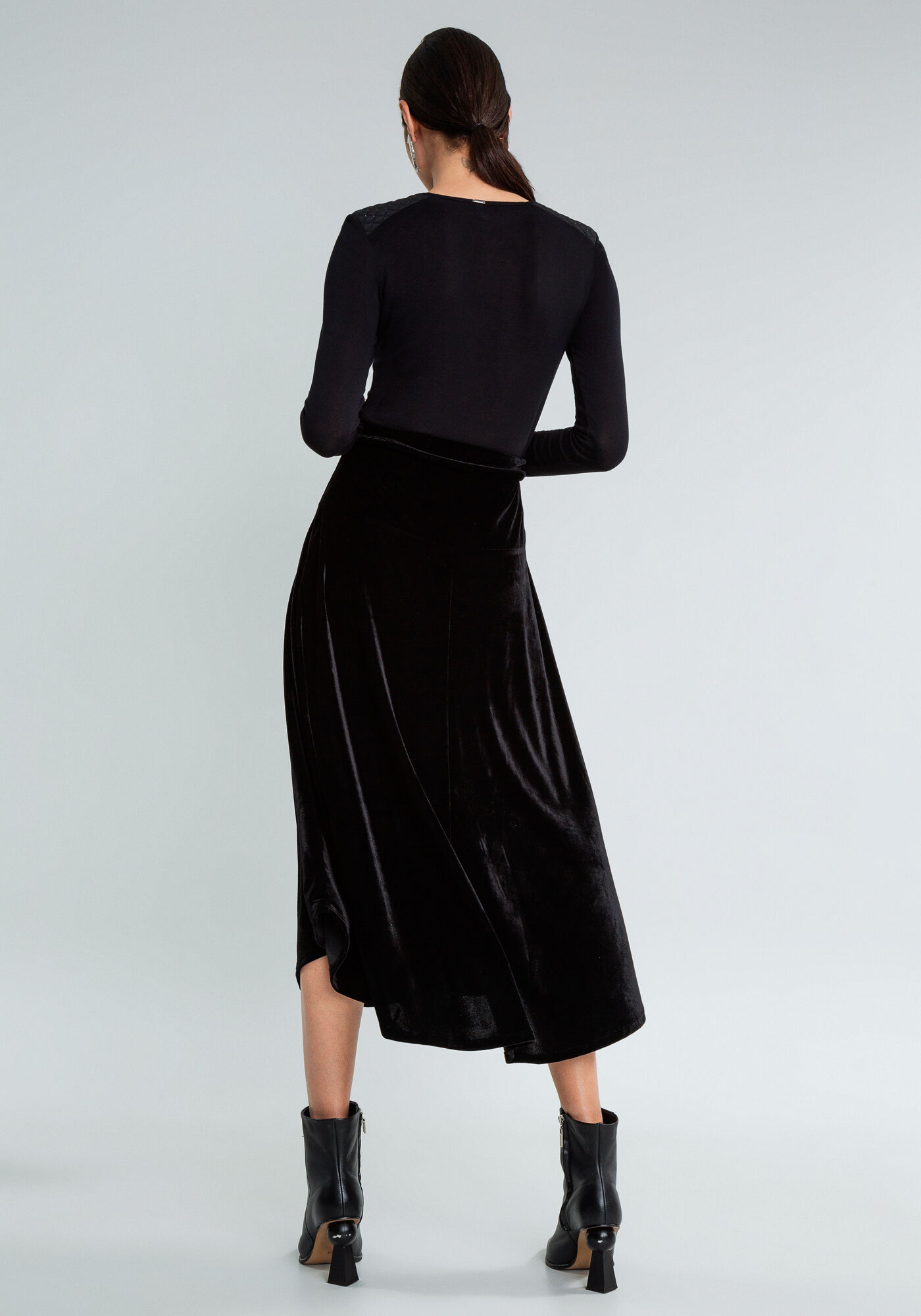 Saia midi de veludo clearance