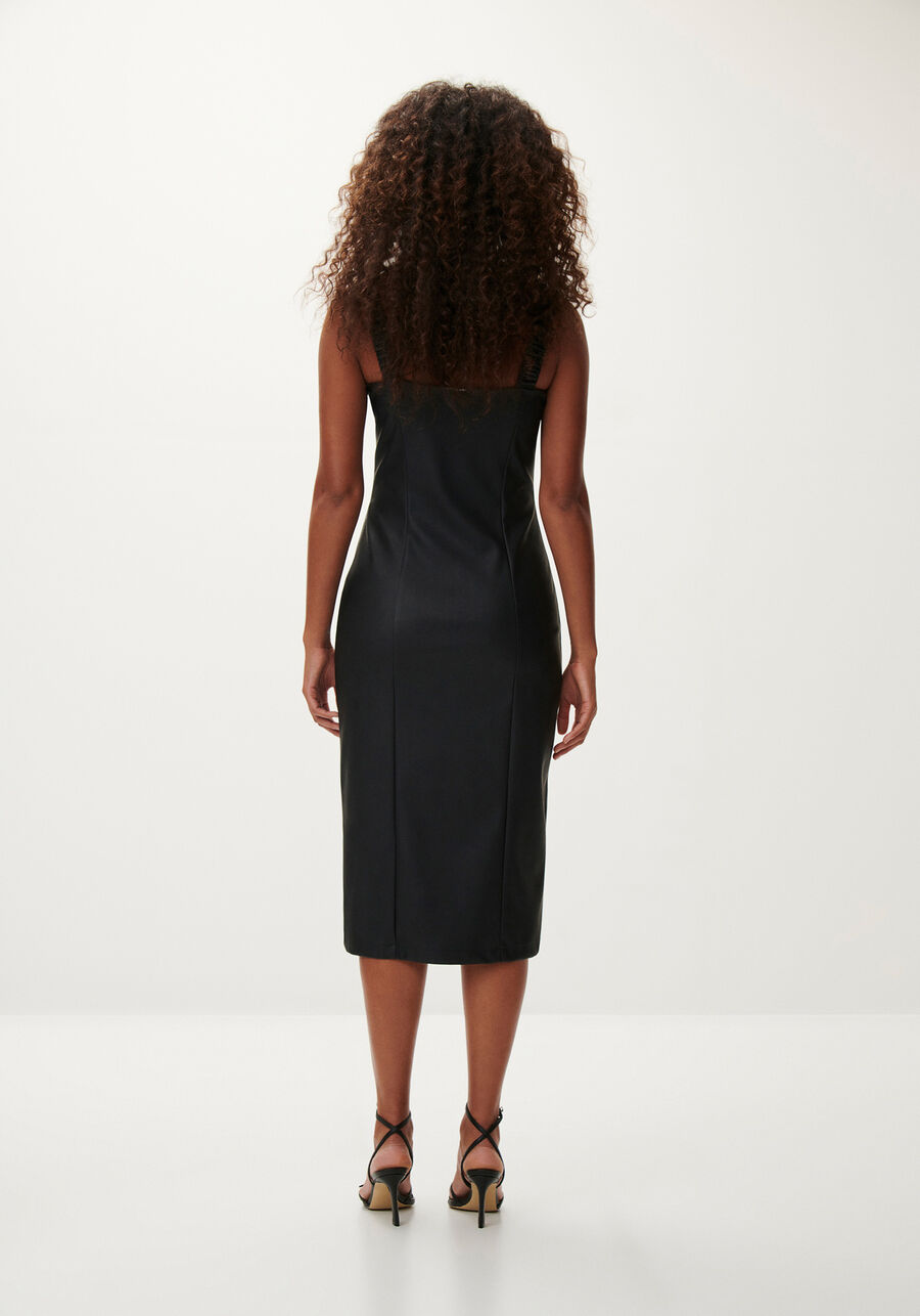 Vestido Midi em PU com Zíper e Fenda, . Vestido Midi em PU com Zíper e Fenda, , large.