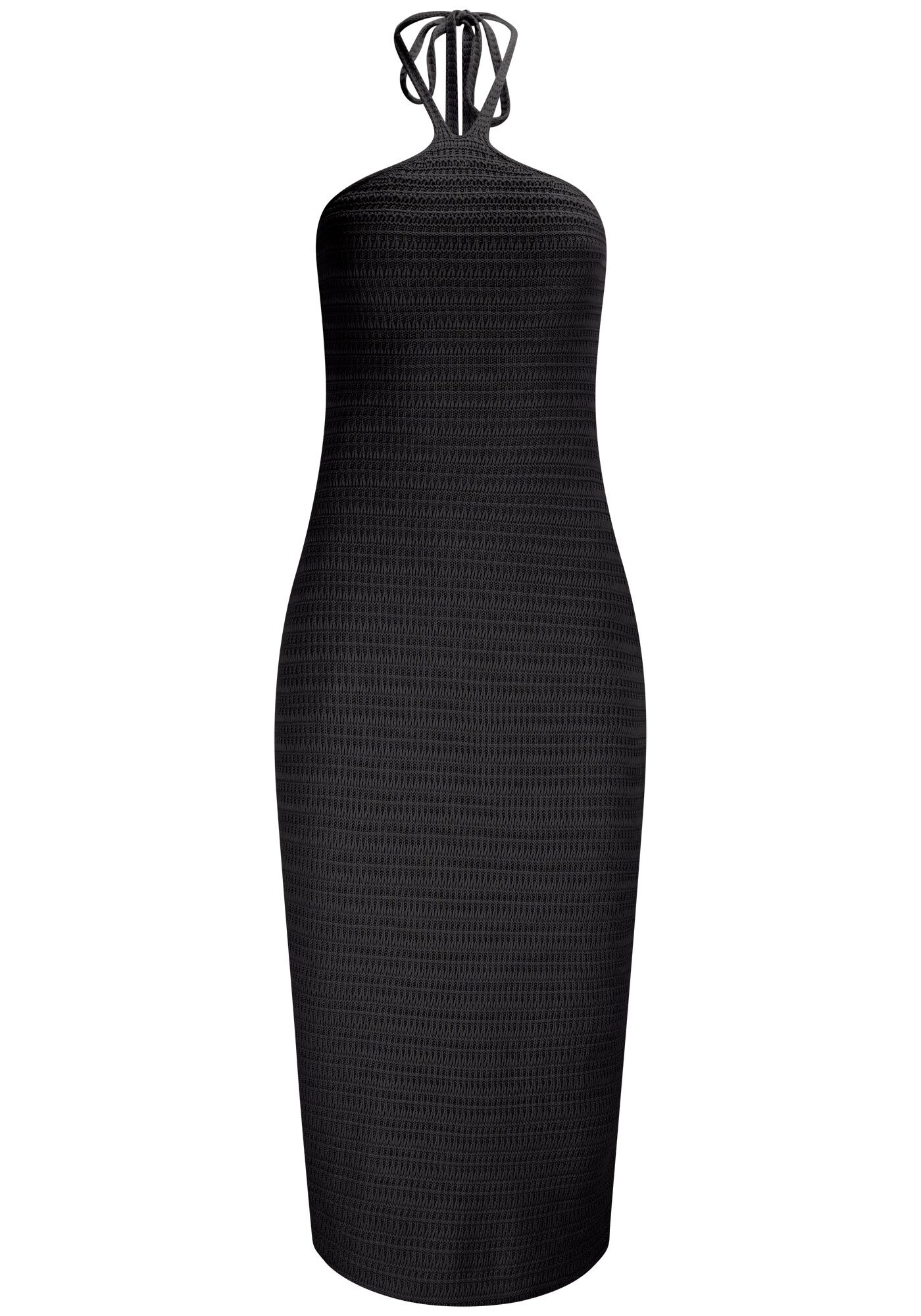 Vestido Midi em Tric&ocirc; com Decote Frente &Uacute;nica, , large.