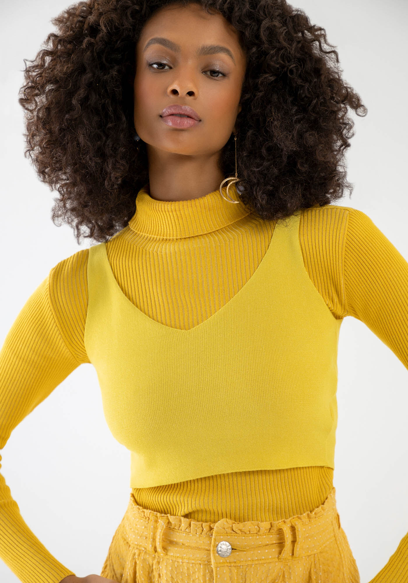 Regata Cropped em Tric&ocirc; com Decote V, VERDE CITRUS, large.