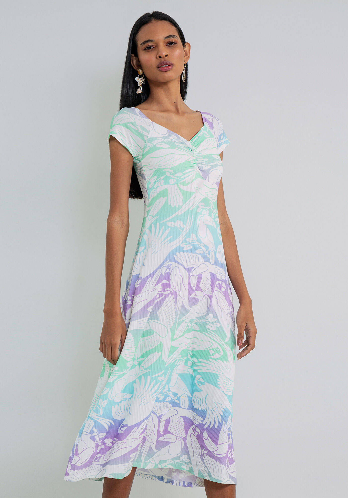 Vestido M&iacute;di Franzido Busto, , large.