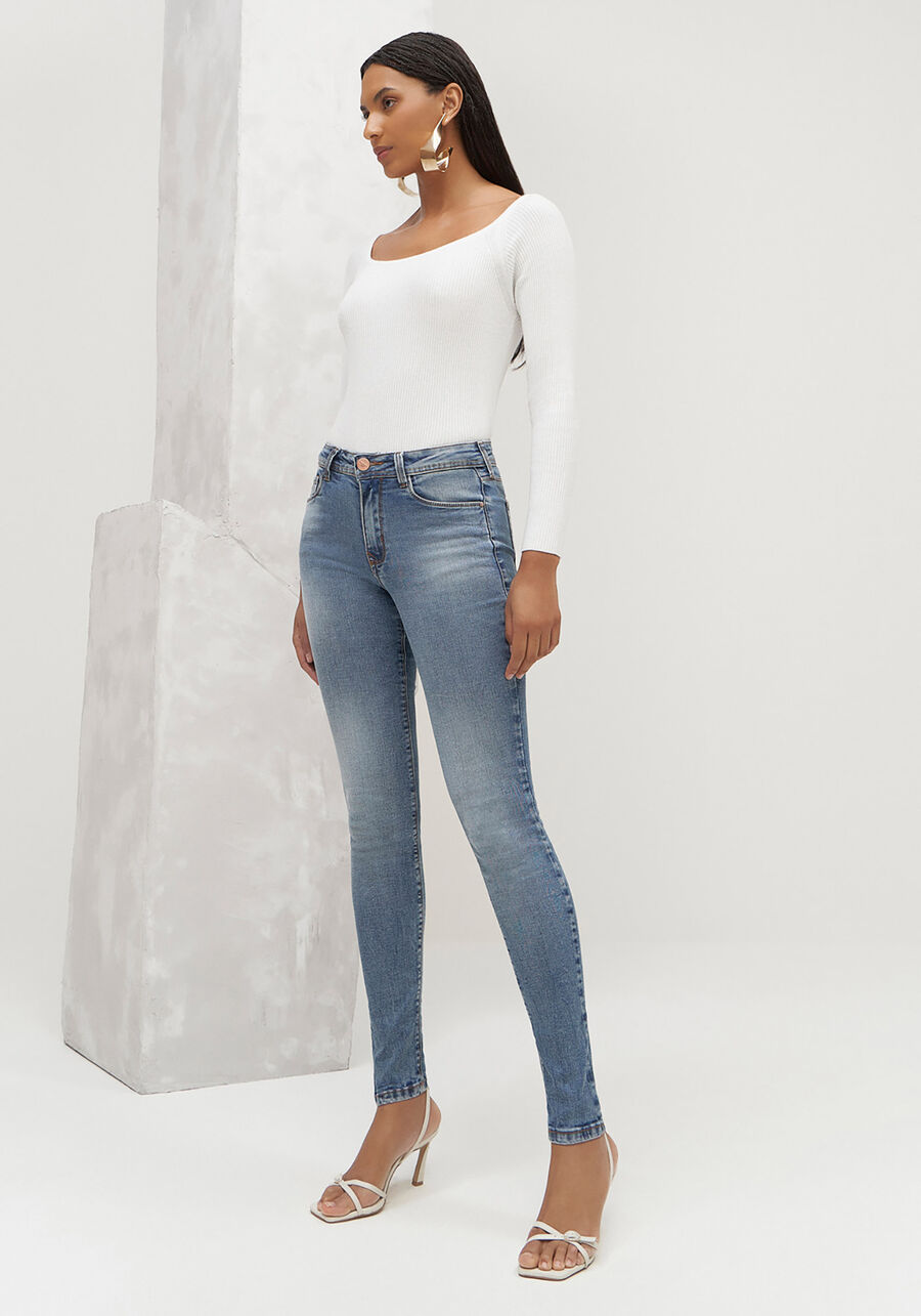 Calça Jeans Skinny com Cintura Média, . Calça Jeans Skinny com Cintura Média, , large.