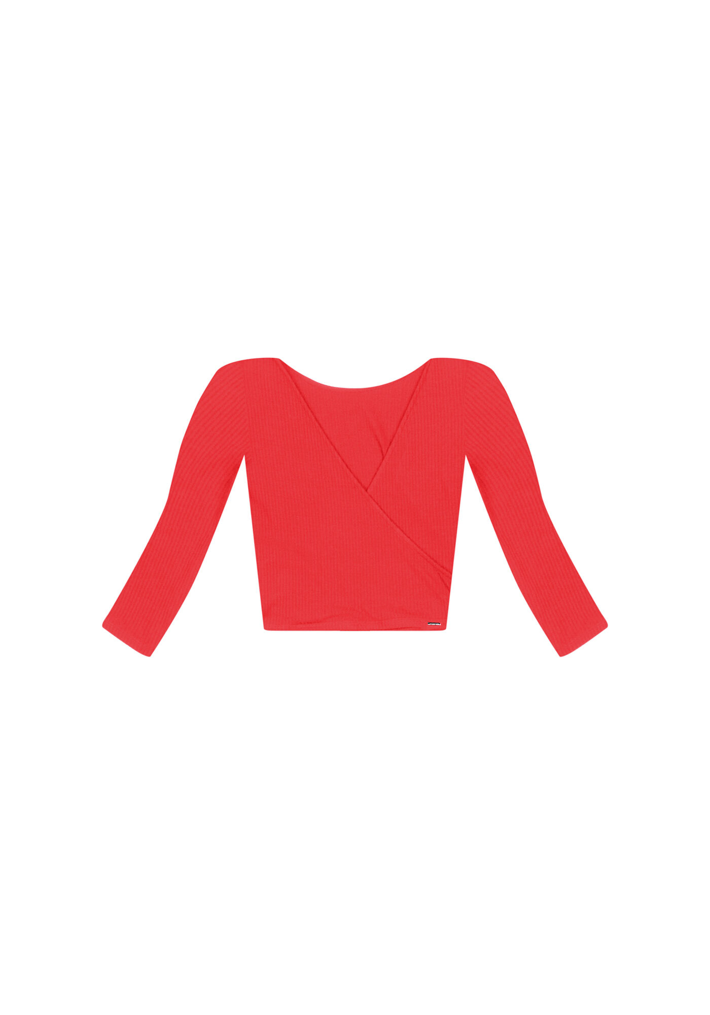 Blusa Manga 3/4 Cropped Transpasse, VERMELHO, large.