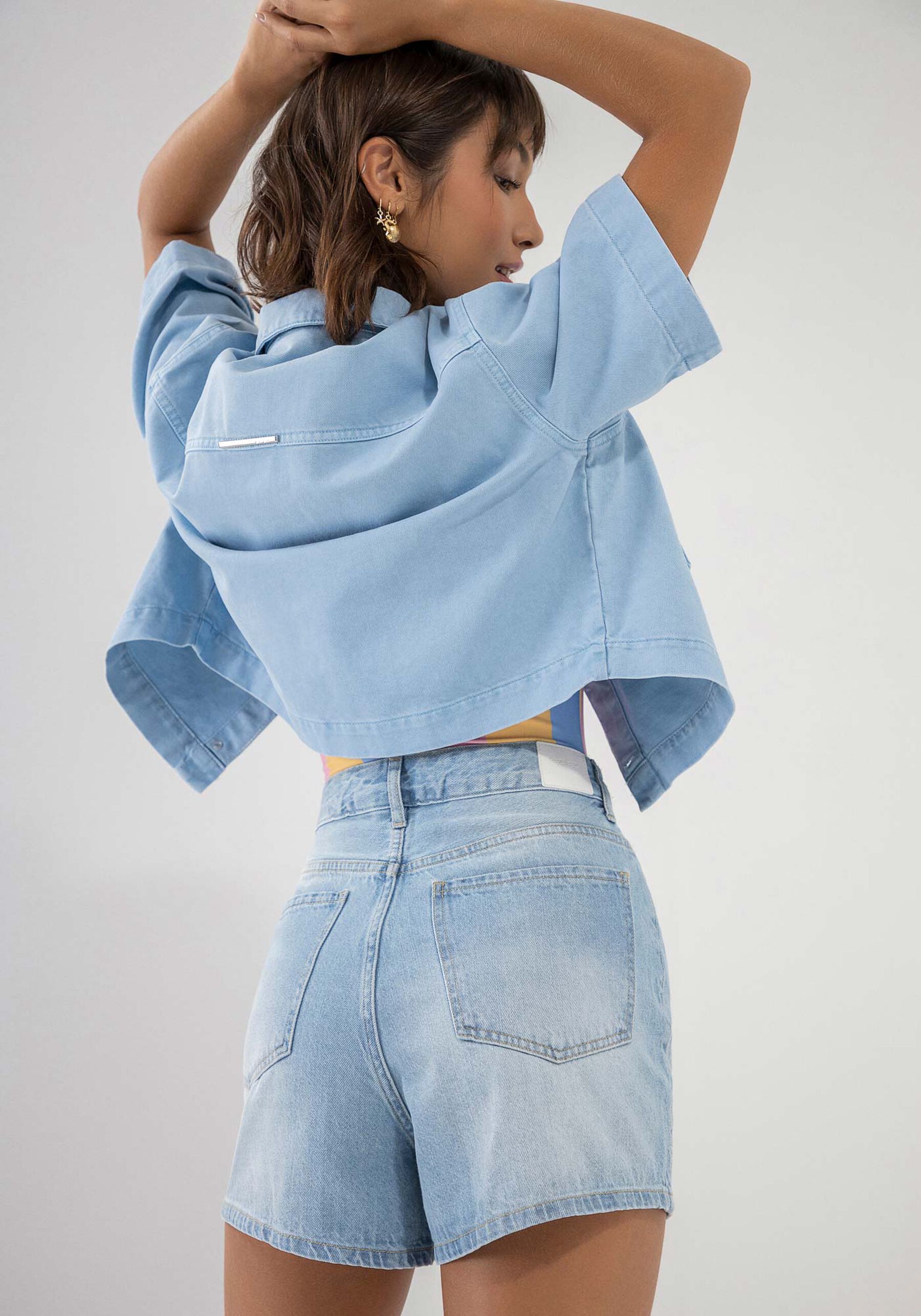 Shorts Jeans Hot Pant Super Alto, . Shorts Jeans Hot Pant Super Alto, , large.