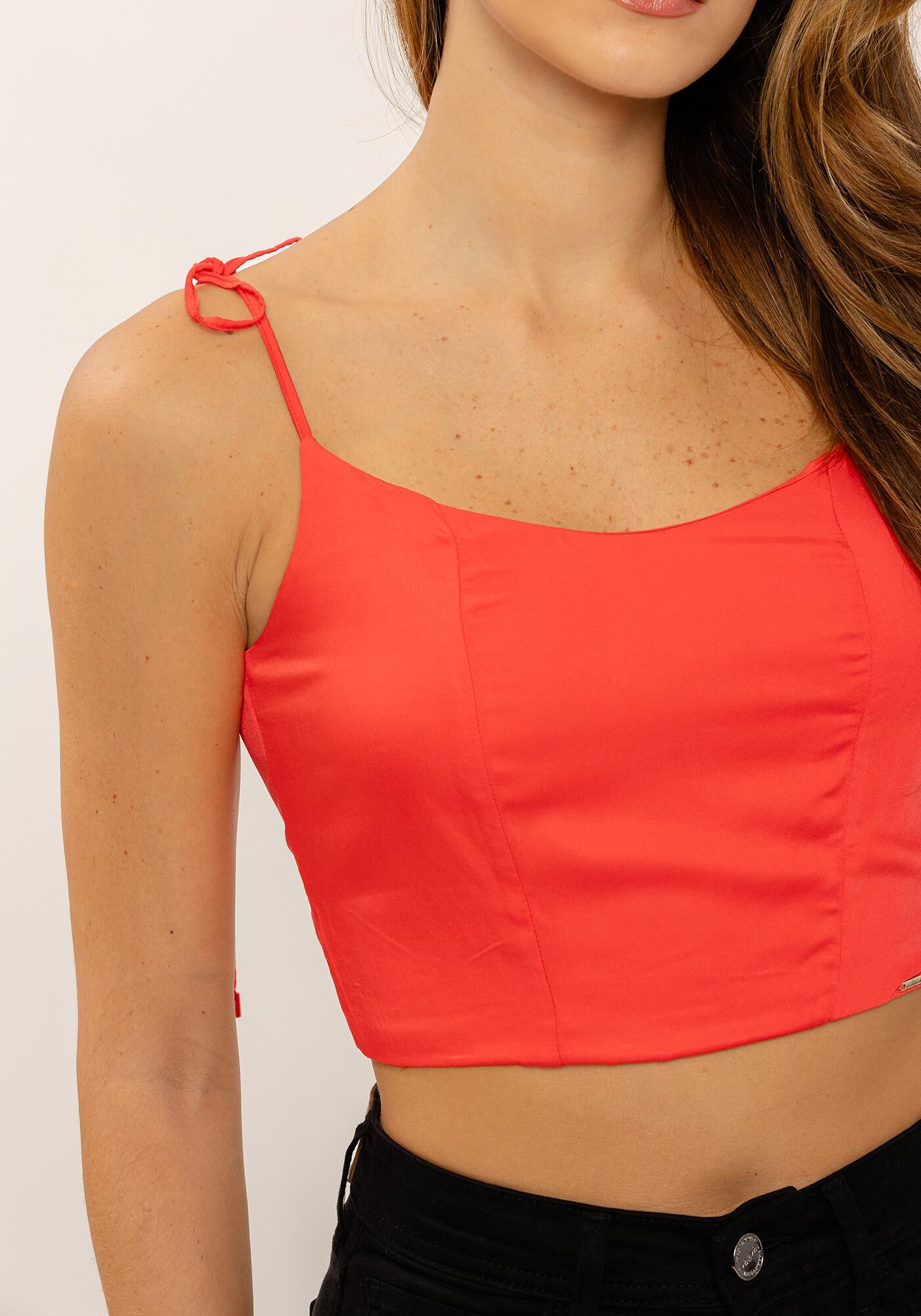 Blusa Cropped com Amarra&ccedil;&atilde;o Al&ccedil;as, , large.