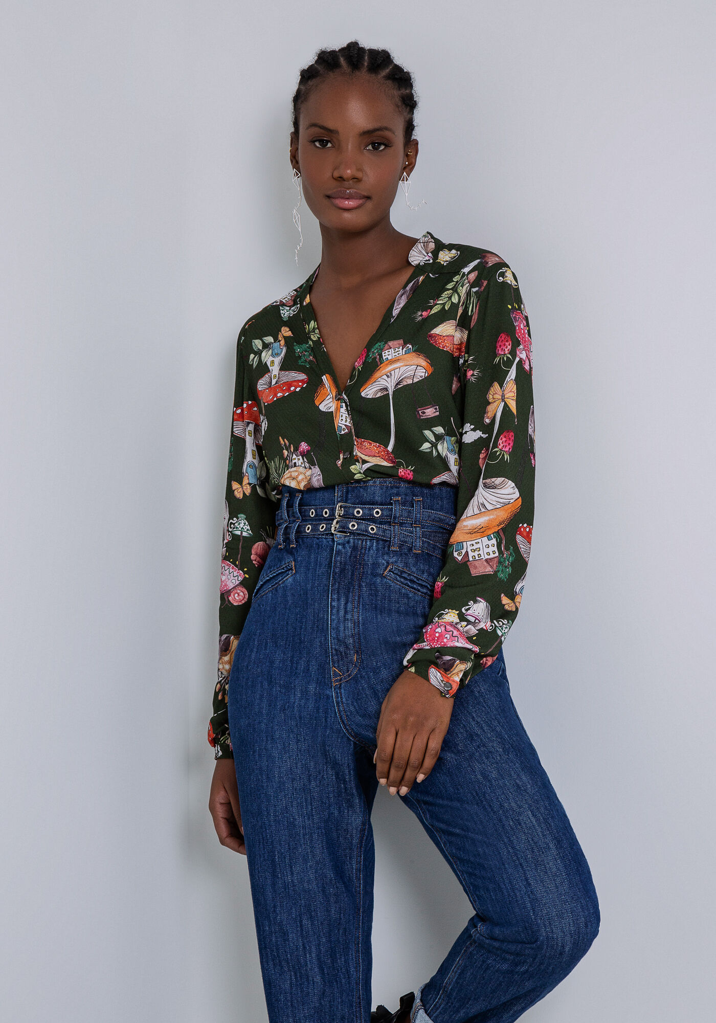 Camisa jeans deals gola padre