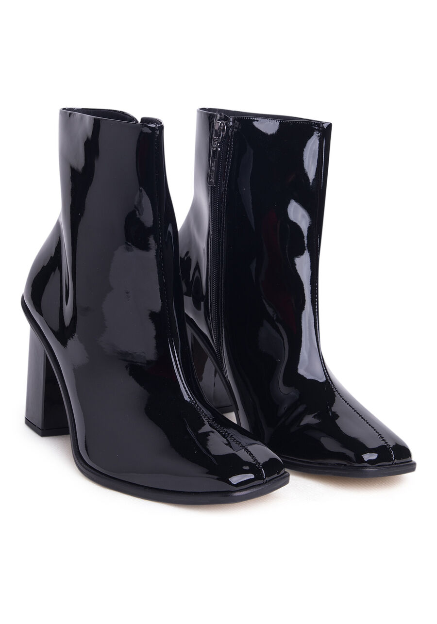 Bota Cano Médio Vinil com Salto Bloco, PRETO REATIVO. Bota Cano Médio Vinil com Salto Bloco, PRETO REATIVO, large.