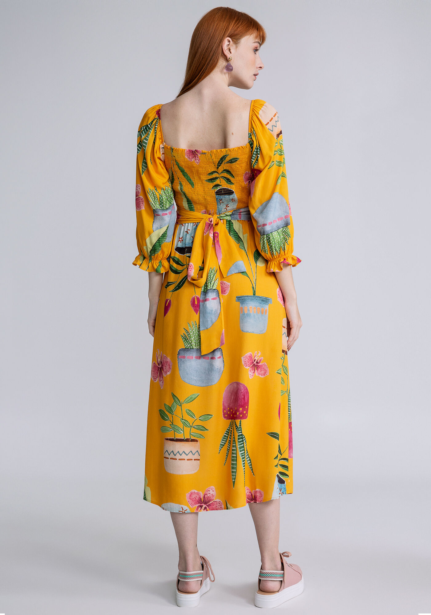 Vestido Midi Manga Bufante Cinto, VARANDA, large.