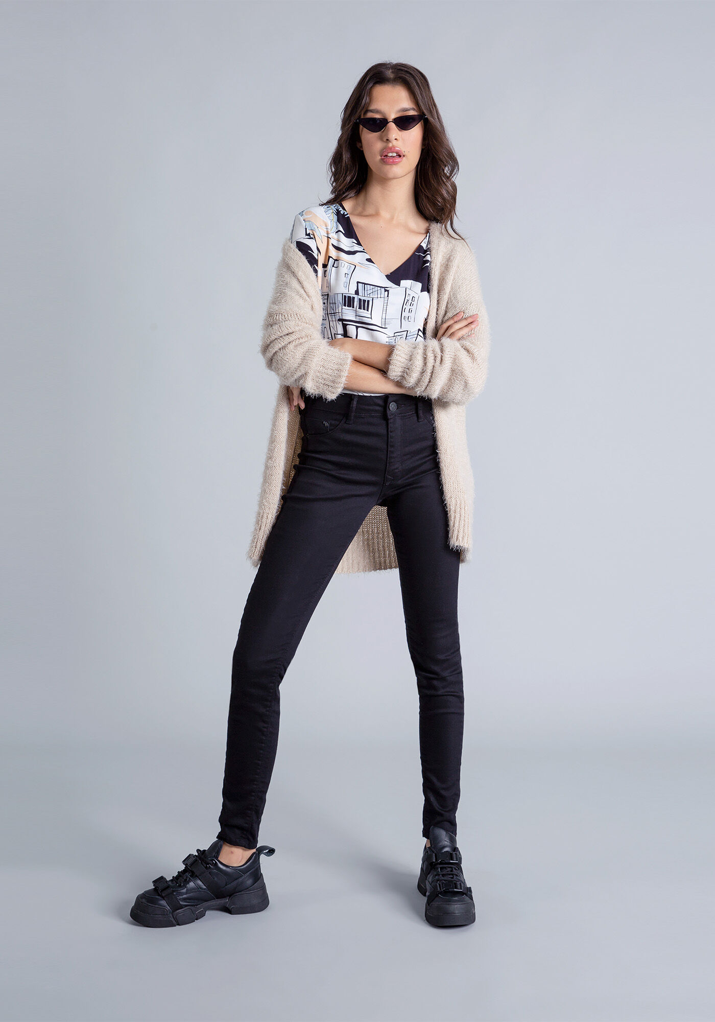 Blusa Estampada Decote V, , large.