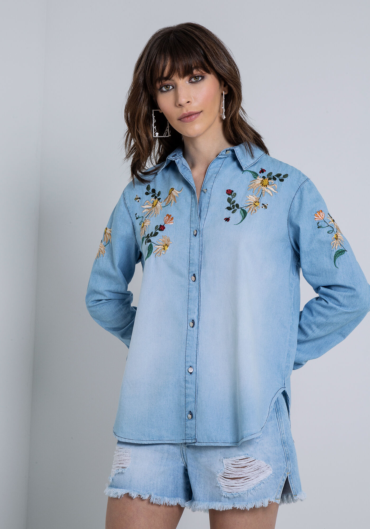 Camisa deals jeans bordada