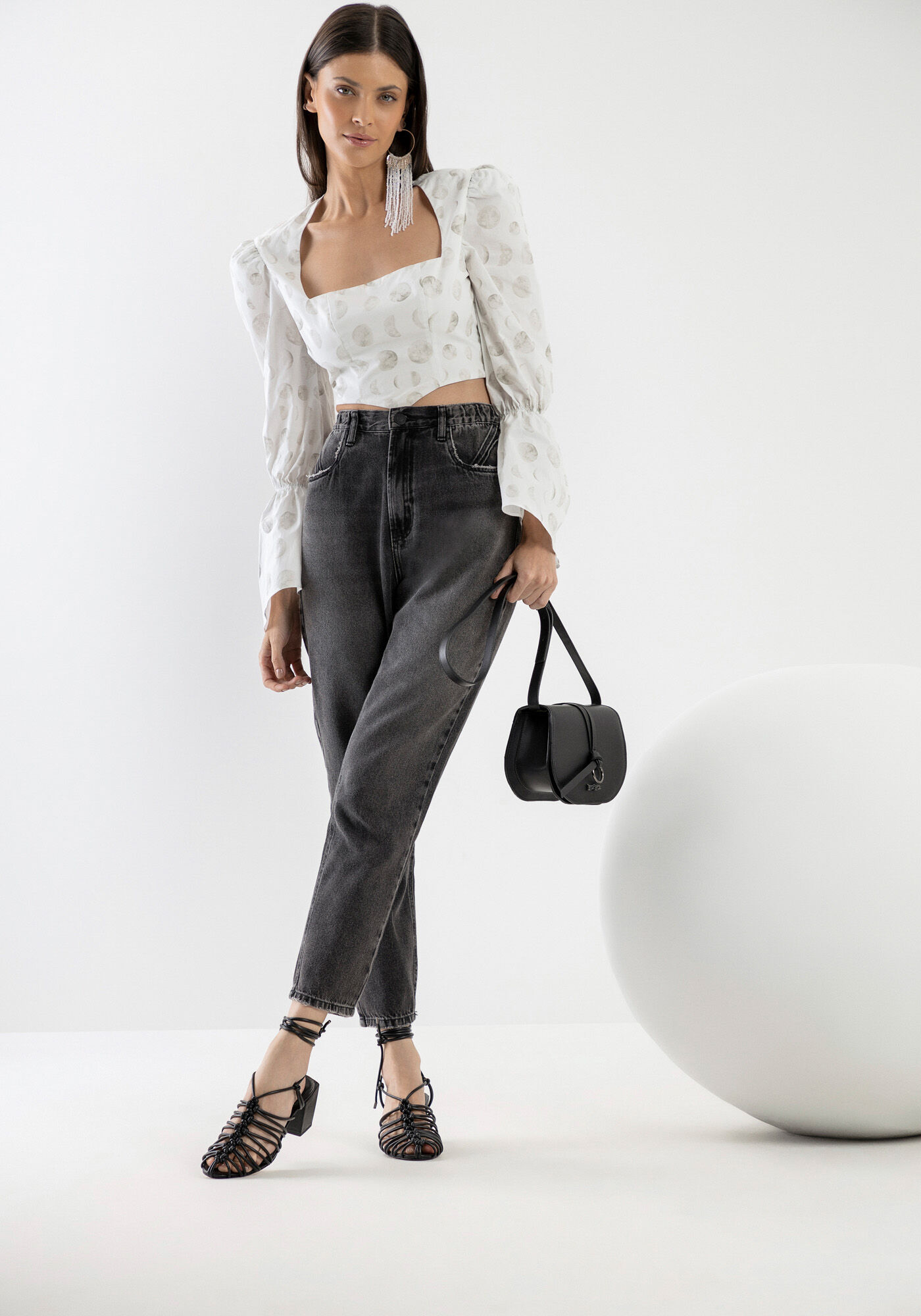 Calça discount preta mom