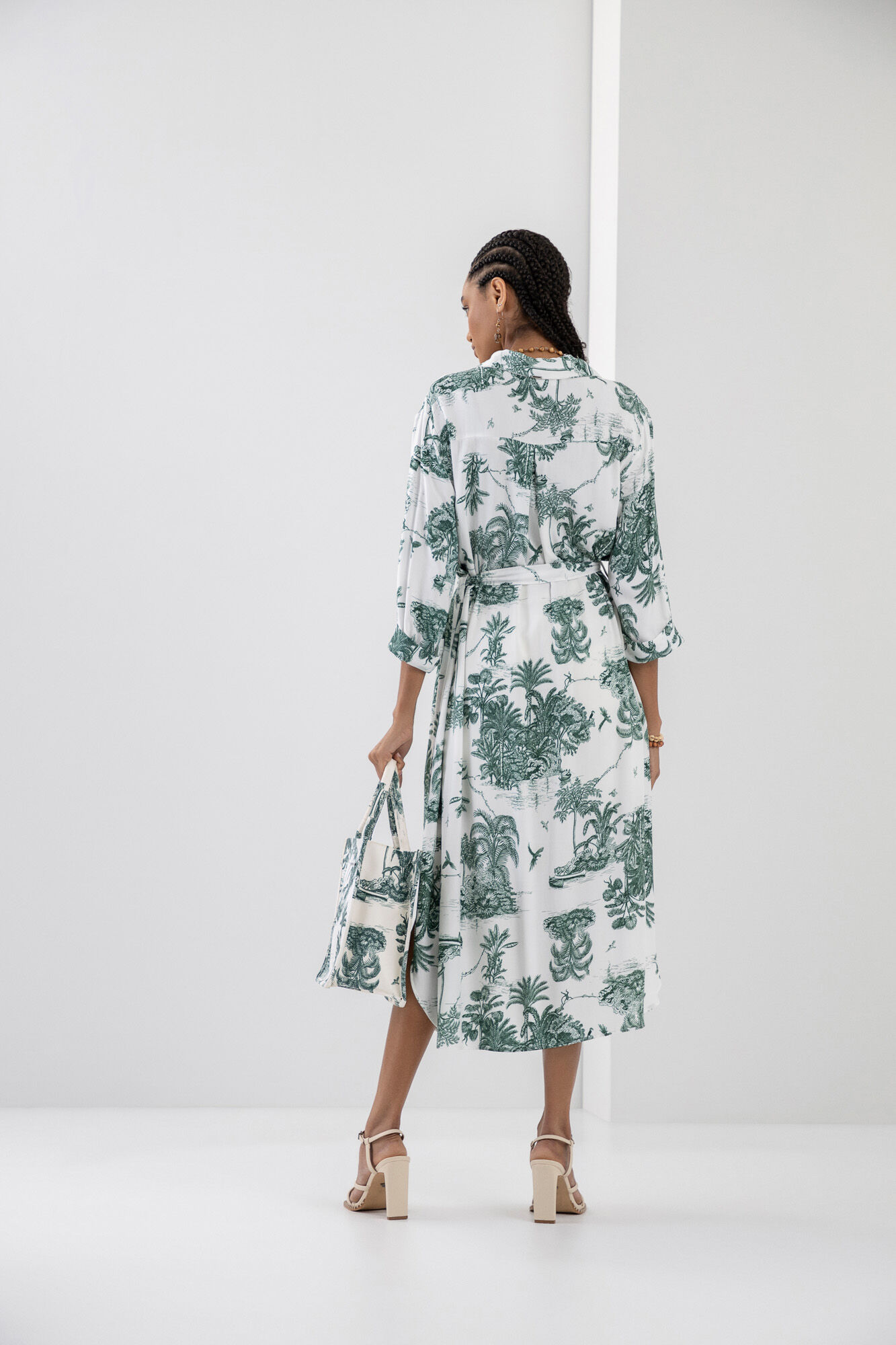 Vestido Midi Chemise Estampado com Cinto, , large.