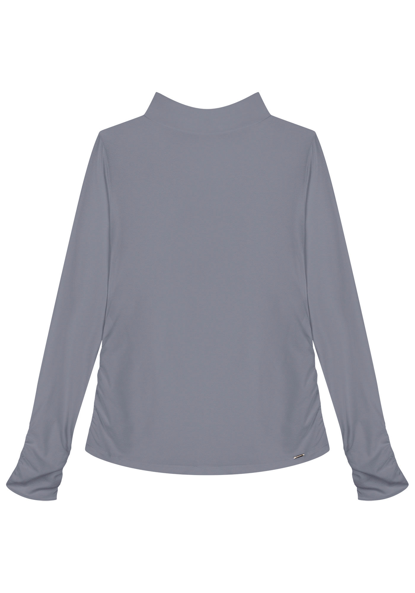 Blusa Manga Longa Franzida com Gola Alta, CINZA LAVANDER BLUSH, large.