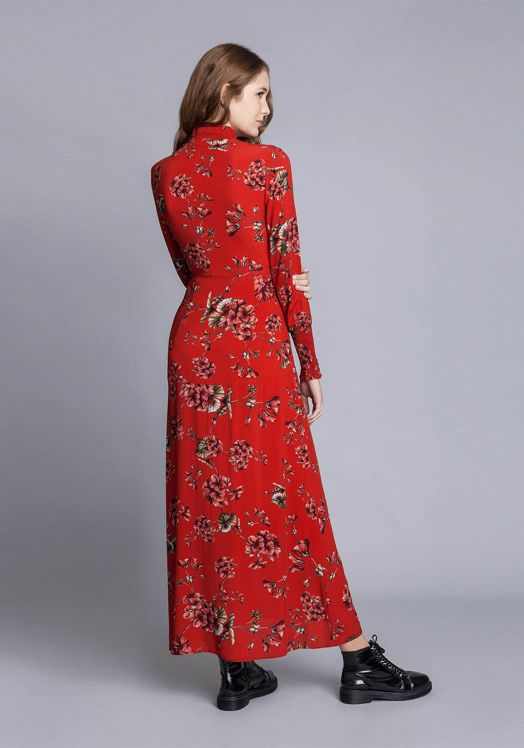 Vestido Mídi Gola Alta Estampa, . Vestido Mídi Gola Alta Estampa, , large.