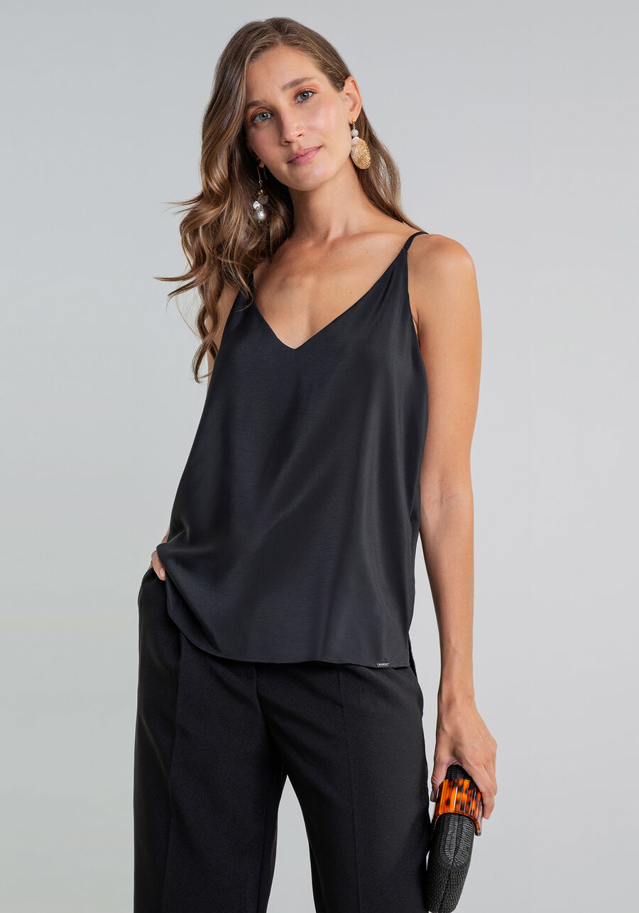 Blusa com Alças Decote V, . Blusa com Alças Decote V, , large.