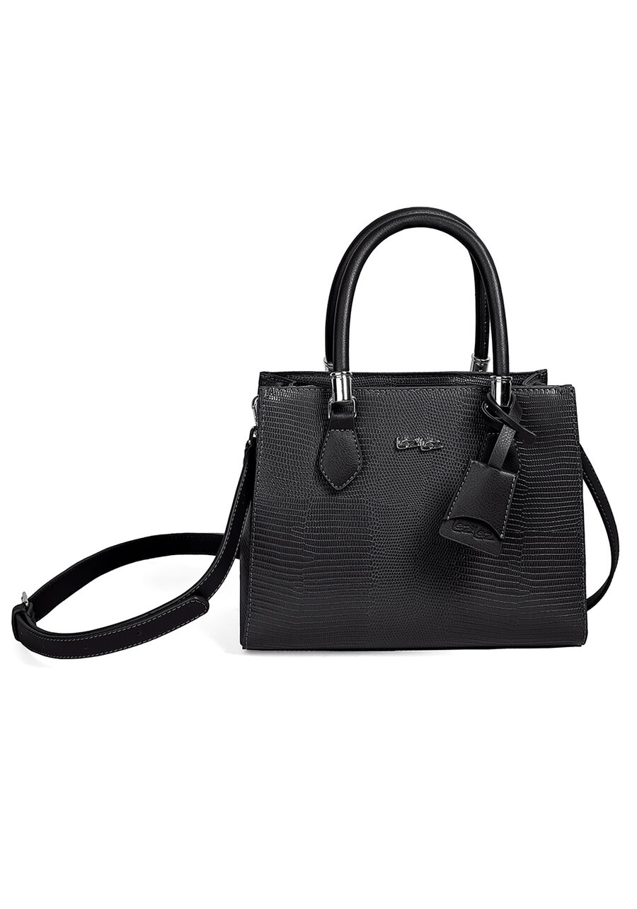 Bolsa Estruturada Média Croco com Alça Tiracolo, . Bolsa Estruturada Média Croco com Alça Tiracolo, , large.