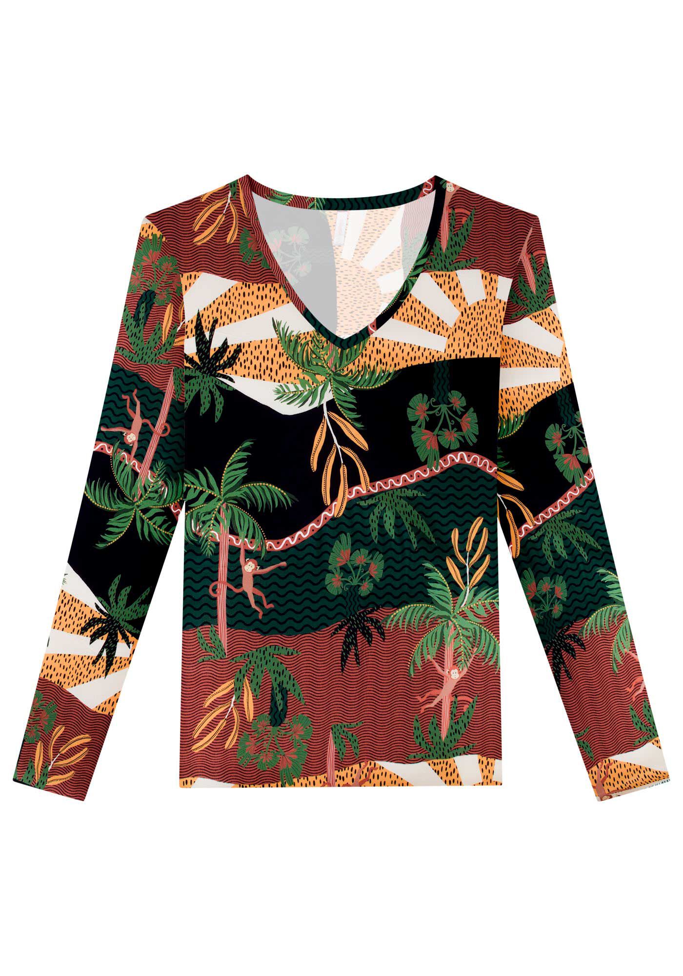 Blusa Manga Longa em Malha Estampada, , large.