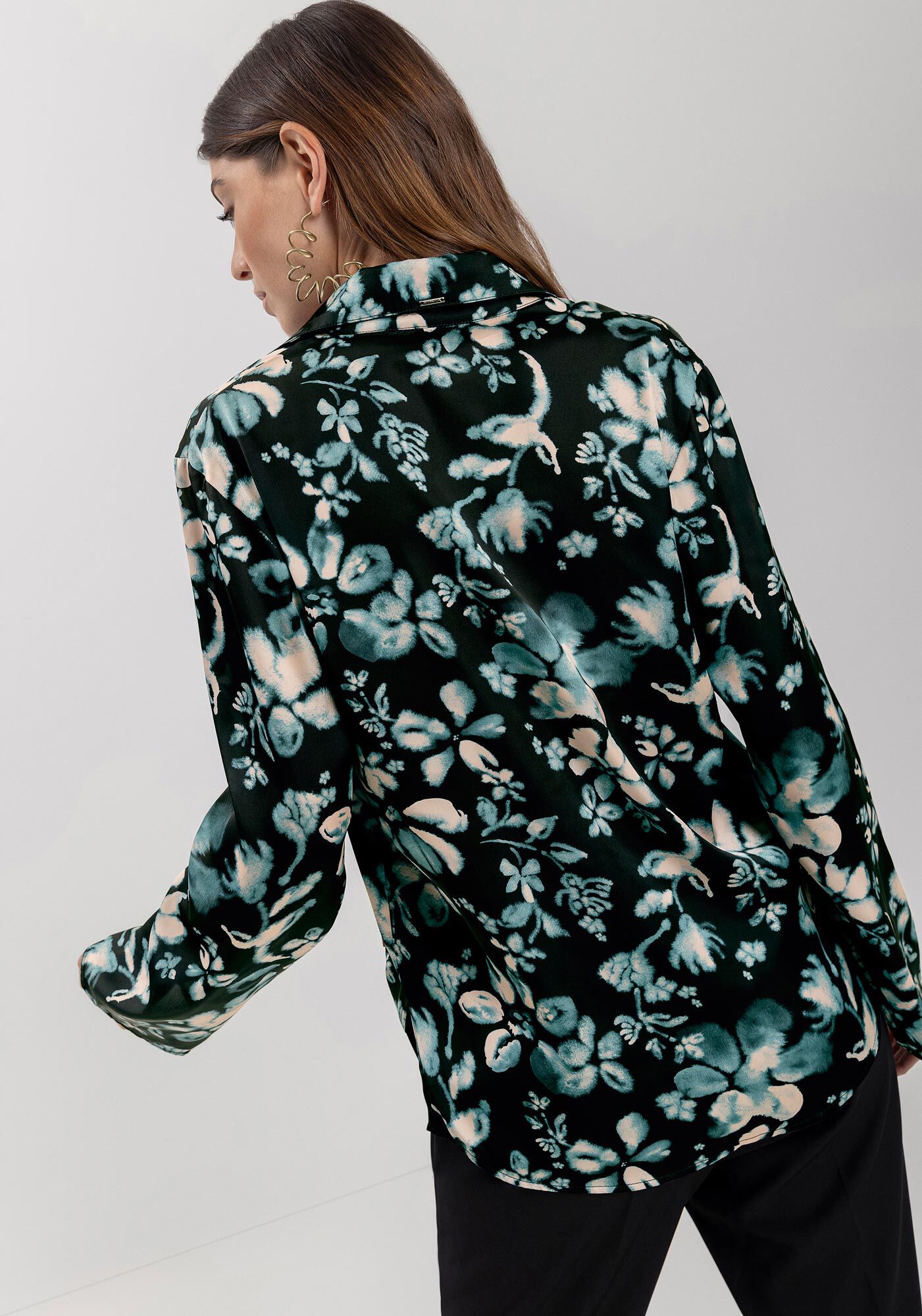 Blusa De Mangas Longas Em Cetim Estampado Com Amarra&ccedil;&atilde;o, , large.