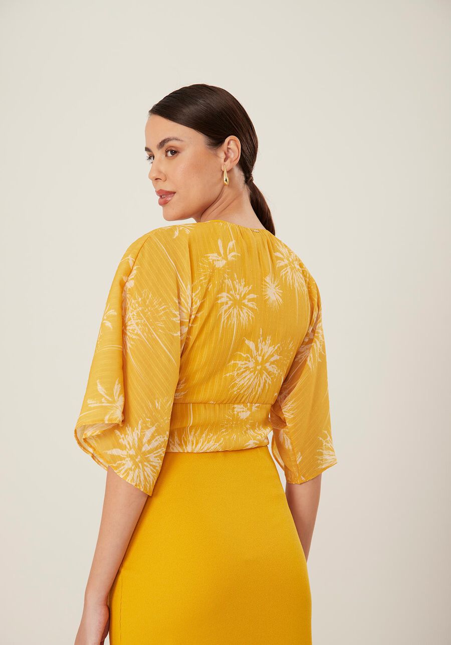 Blusa Cropped Manga 3/4 Estampada, . Blusa Cropped Manga 3/4 Estampada, , large.