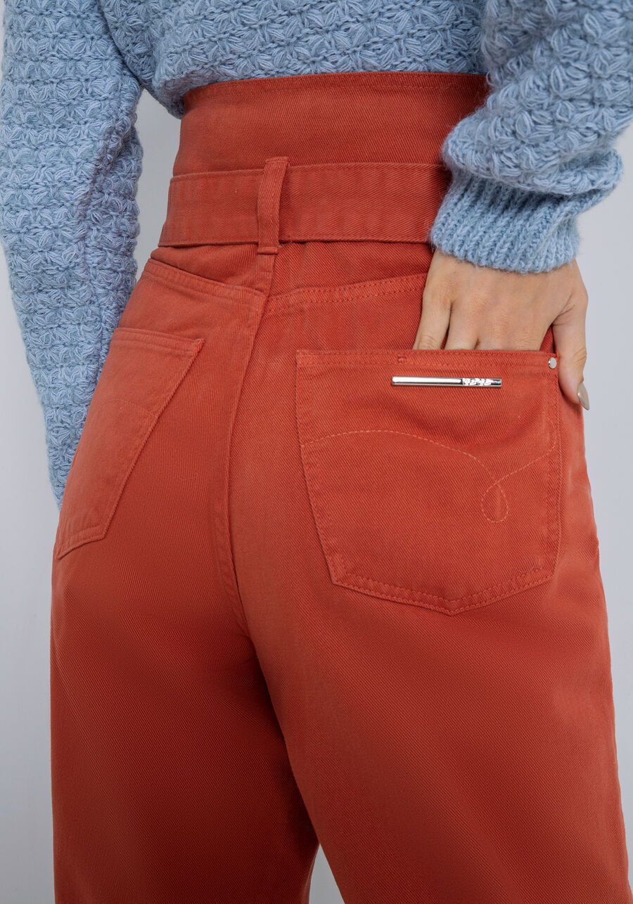 Calça Jeans Reta com Cintura Super Alta e Cinto, , large.