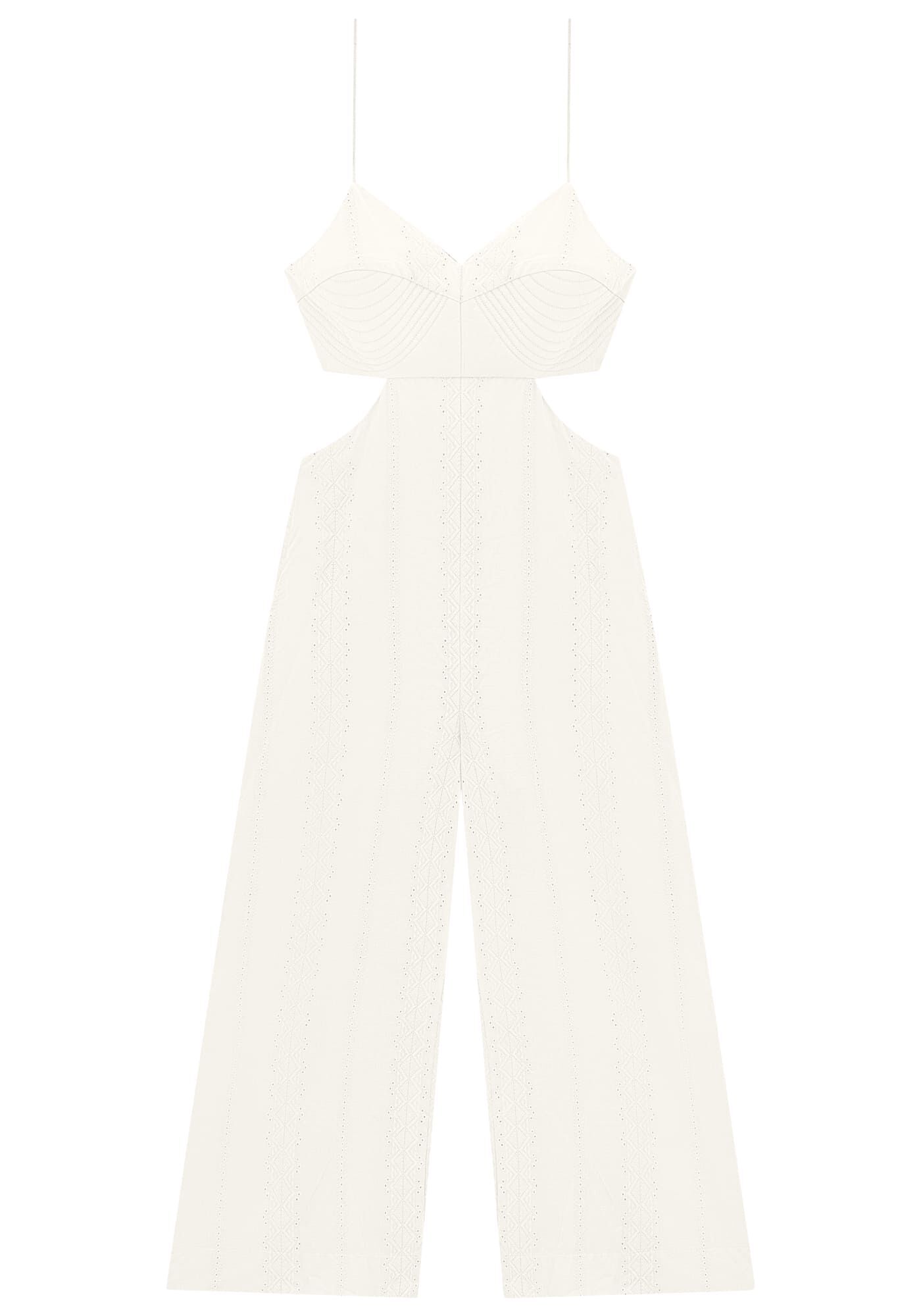 Macac&atilde;o Midi em Tecido Bordado com Cut Out, , large.