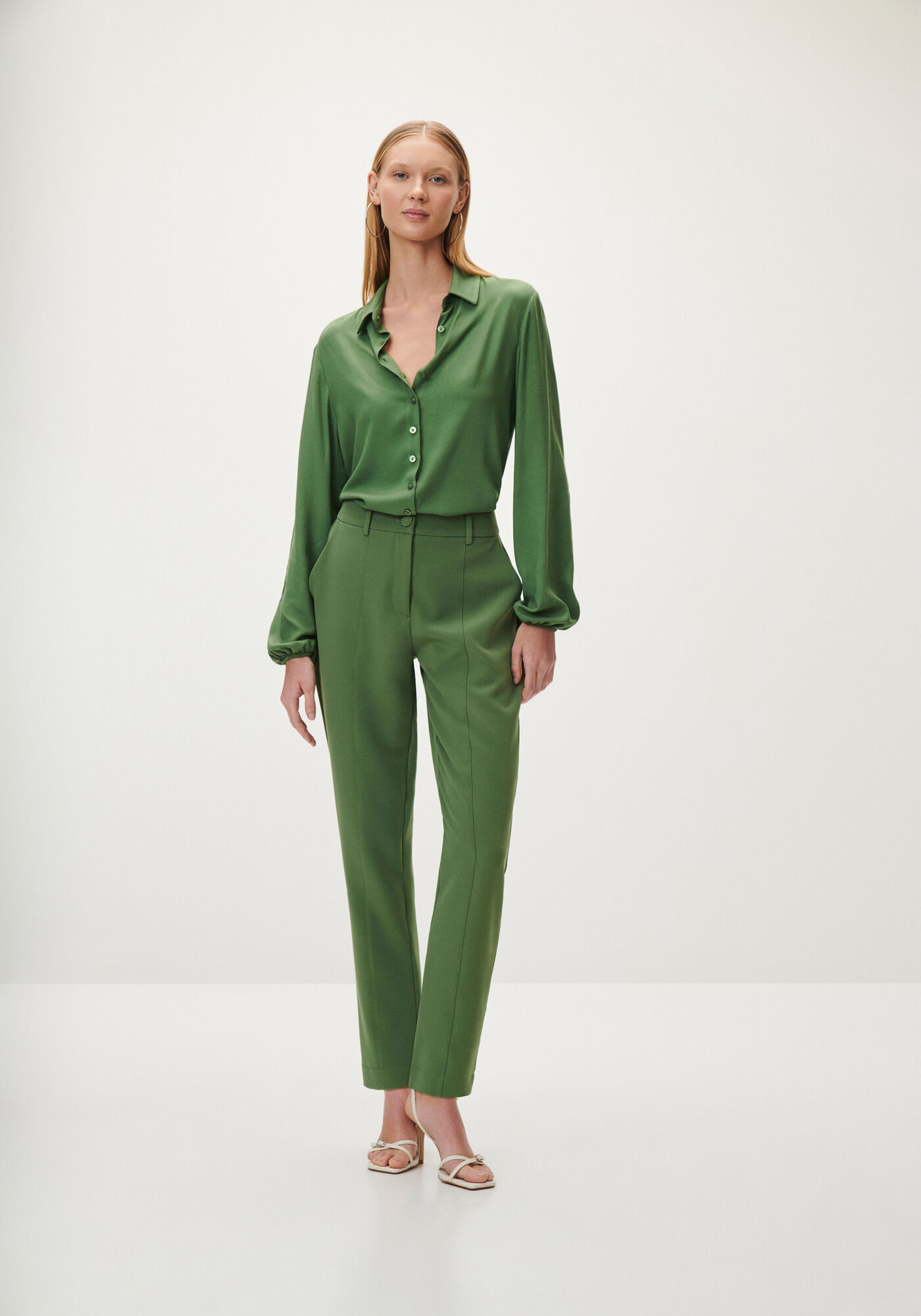 Camisa Manga Longa Bufante em Crepe, , large.