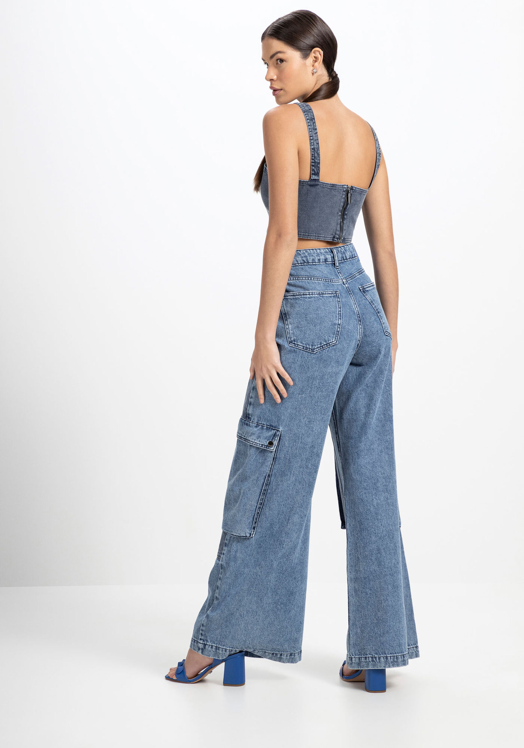 Blusa Jeans Cropped Texturizada, . Blusa Jeans Cropped Texturizada, , large.