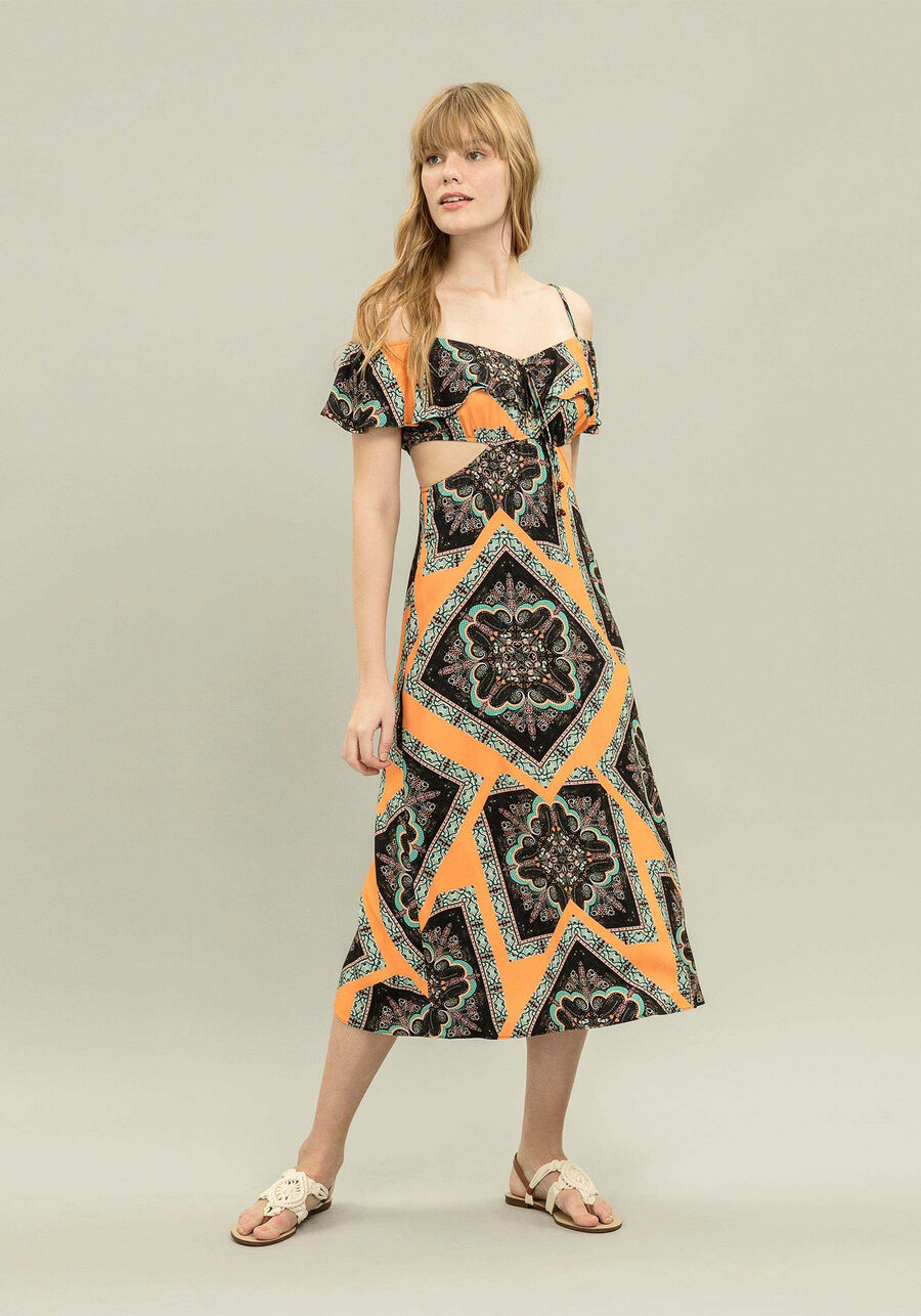 Vestido Mídi Estampa, MELBOURNE. Vestido Mídi Estampa, MELBOURNE, large.