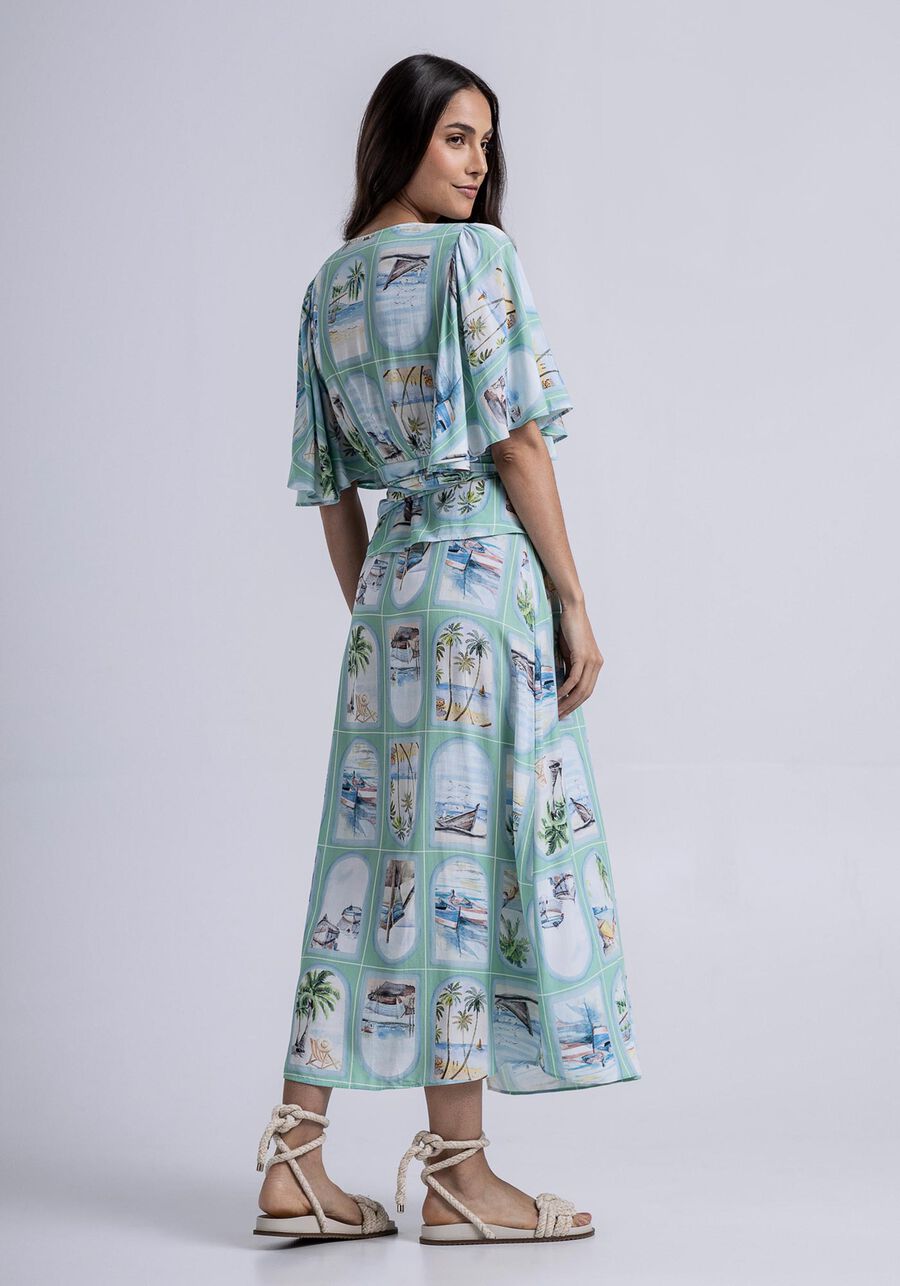 Vestido Midi Transpassado em Viscose com Faixa, . Vestido Midi Transpassado em Viscose com Faixa, , large.