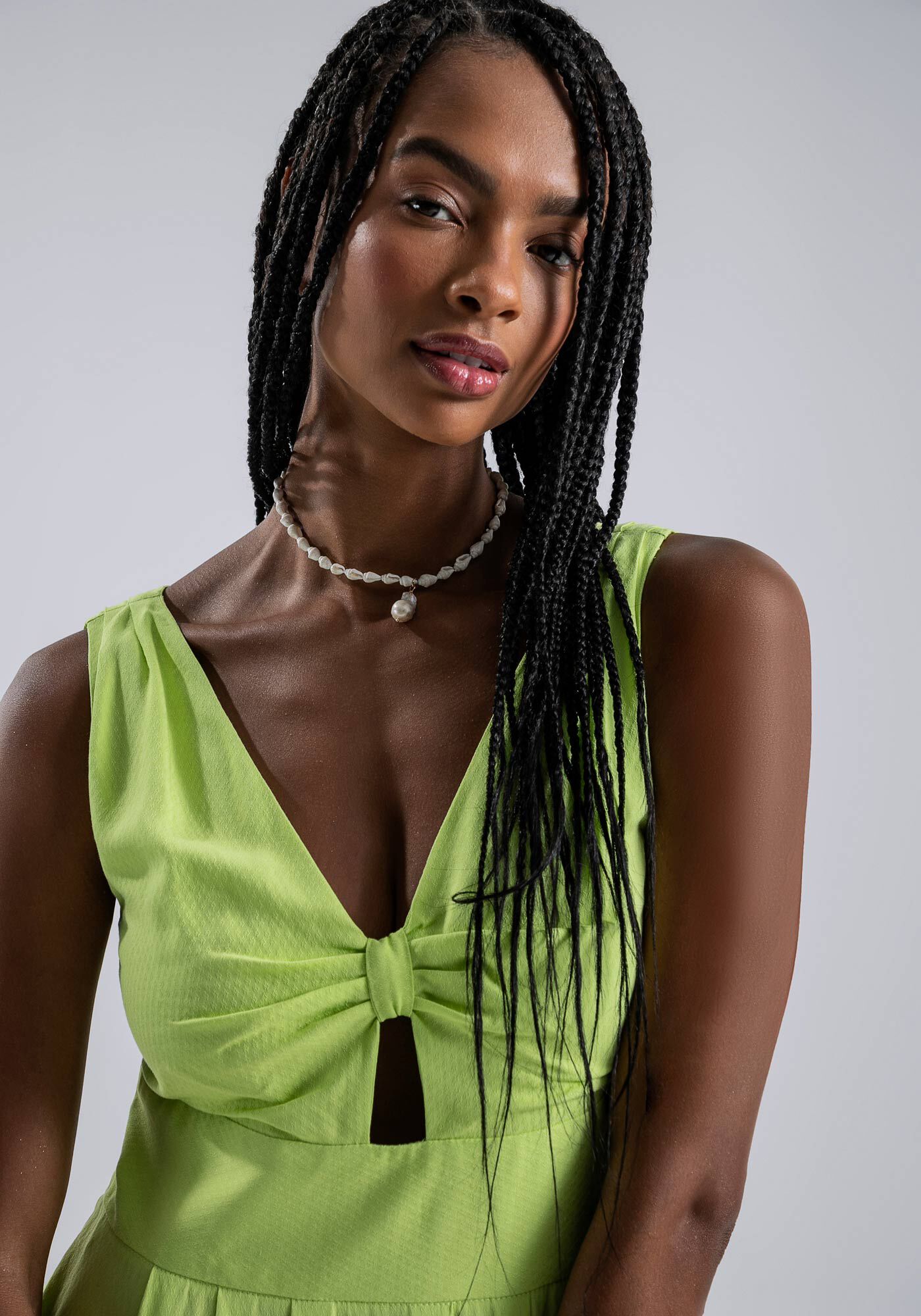 Vestido Midi Viscose com Recorte Busto, , large.