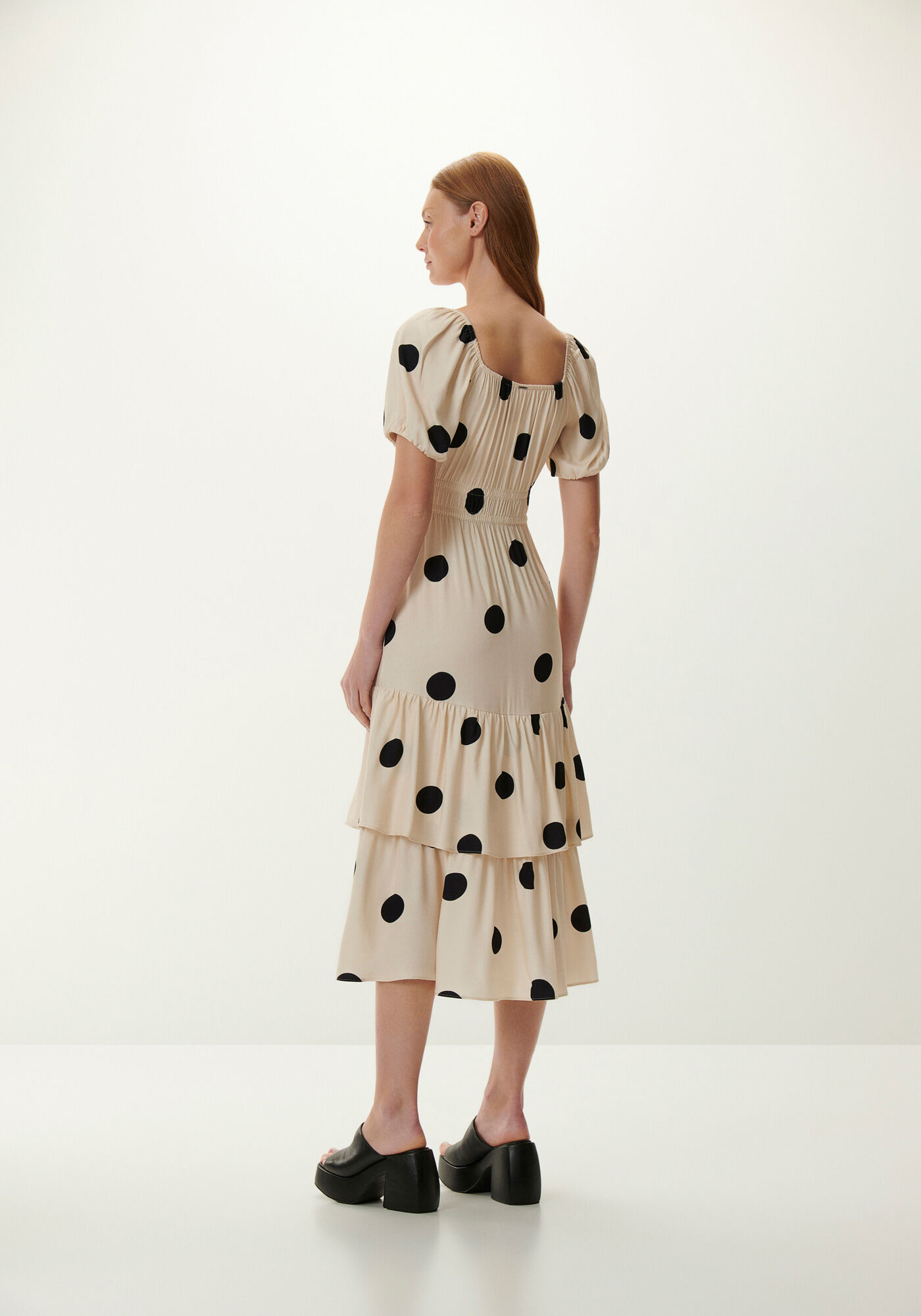 Vestido Midi em Viscose com Babados, , large.