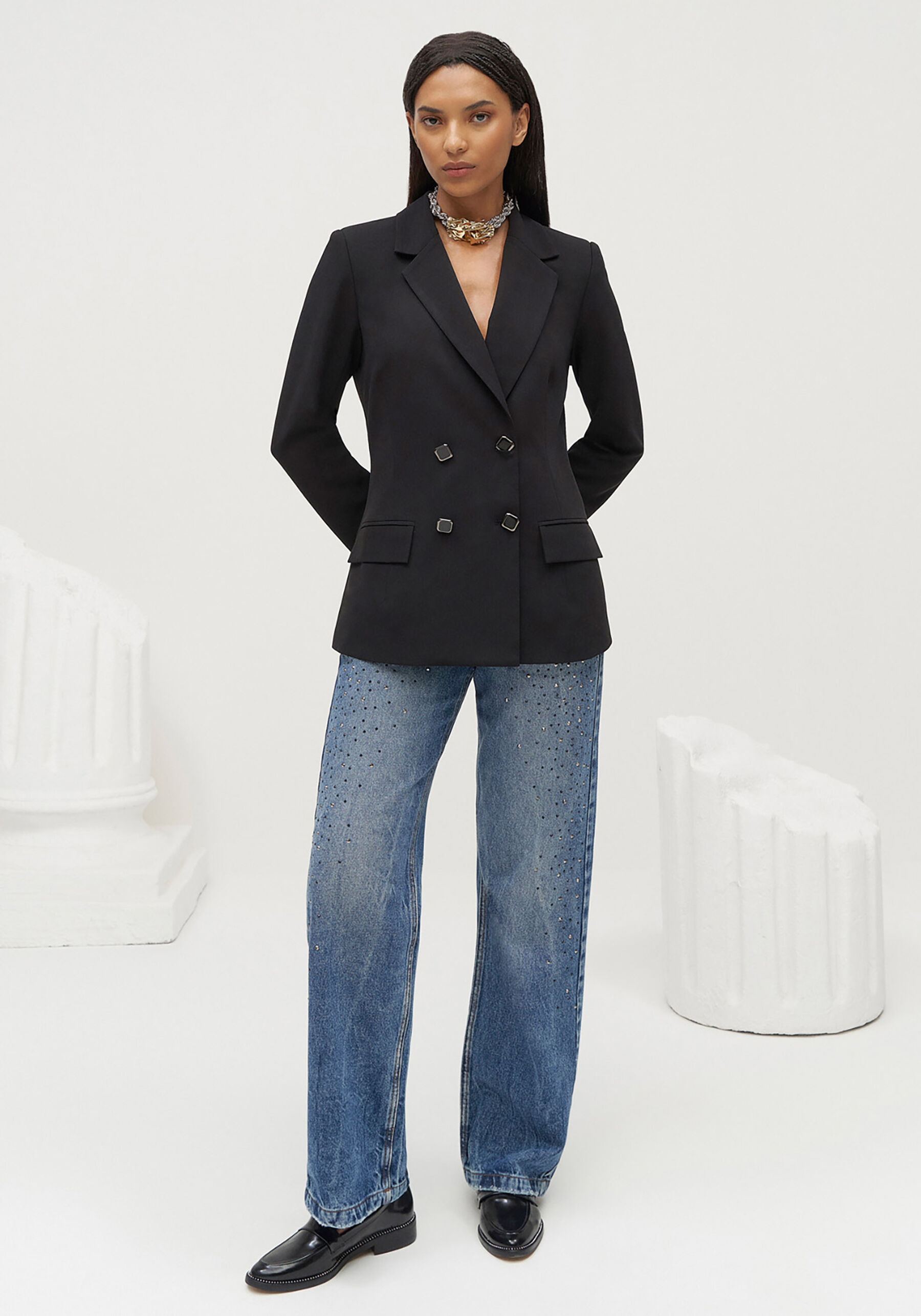 Blazer Alfaiataria com Abotoamento Duplo, . Blazer Alfaiataria com Abotoamento Duplo, , large.
