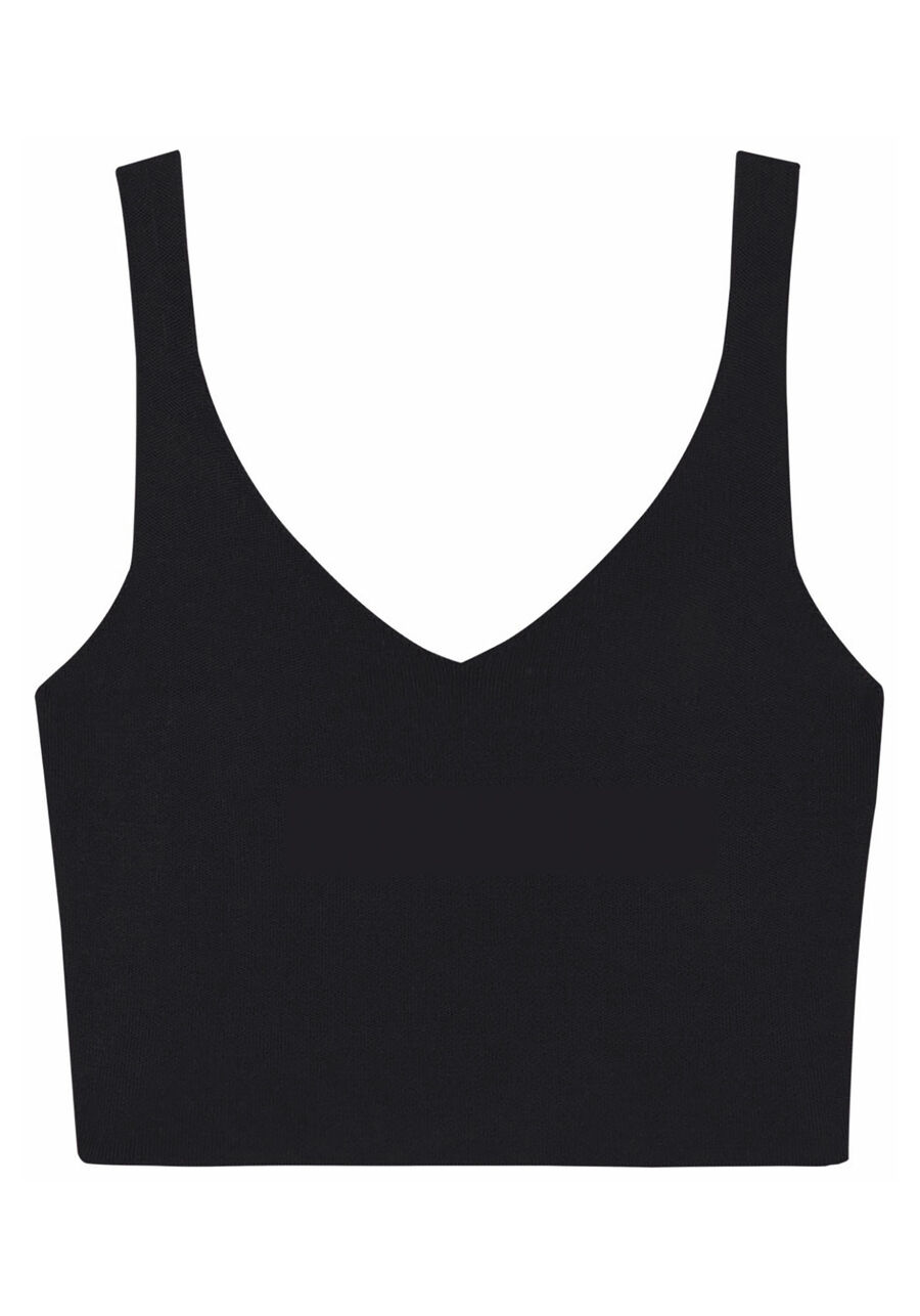 Blusa Cropped em Tricô com Decote V, . Blusa Cropped em Tricô com Decote V, , large.