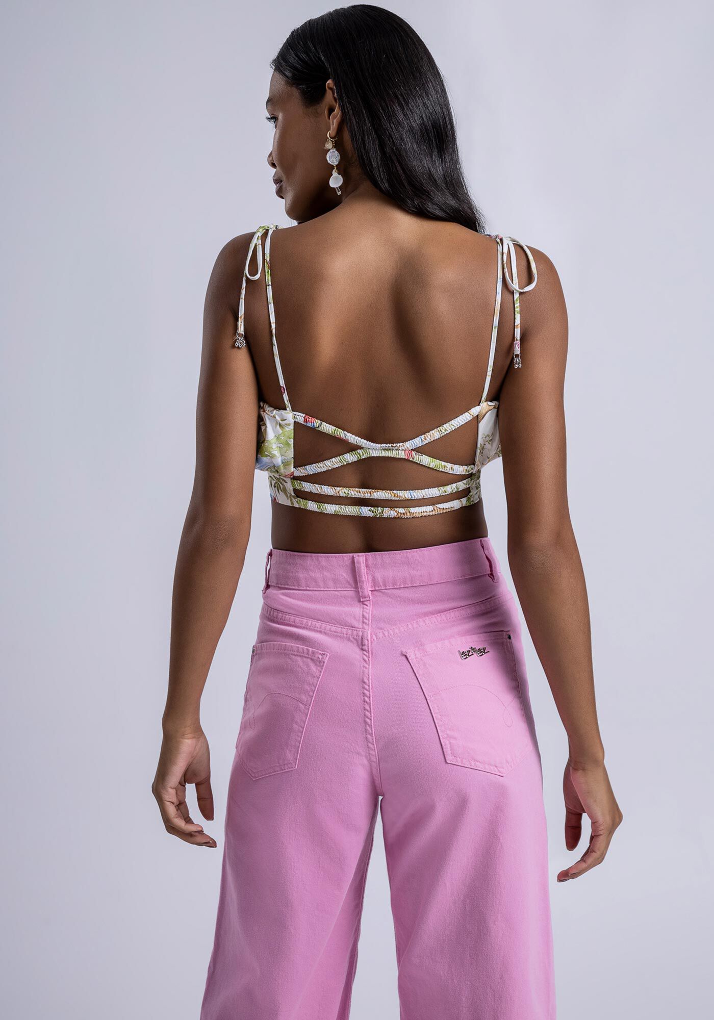 Blusa Cropped em Viscose com Tiras Costas, , large.