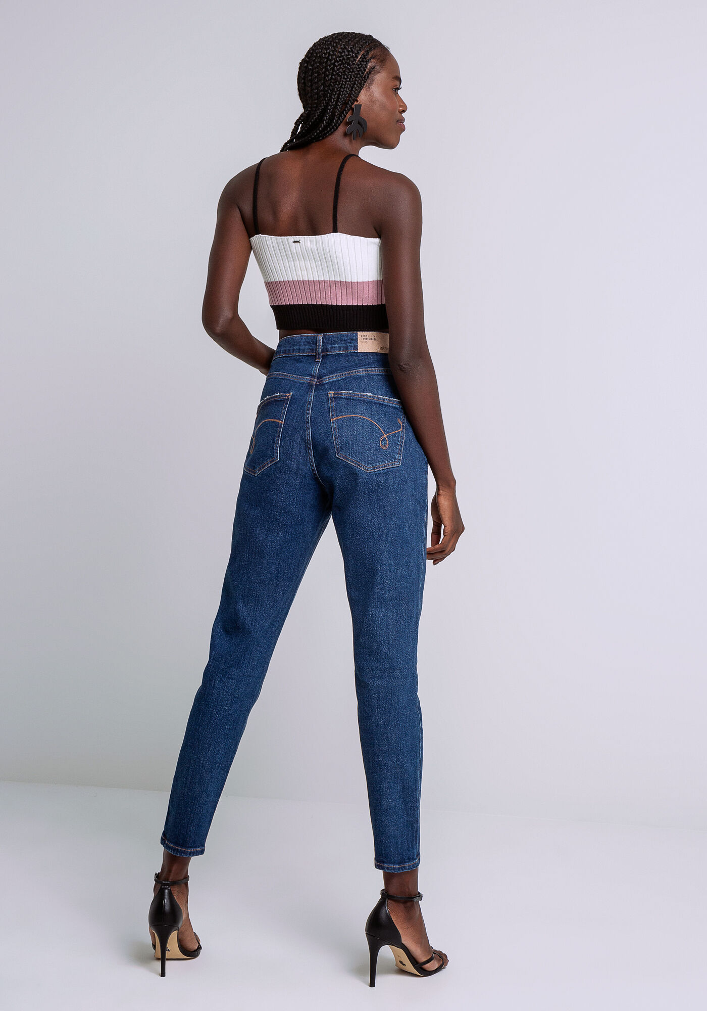 Calça cintura alta jeans hotsell