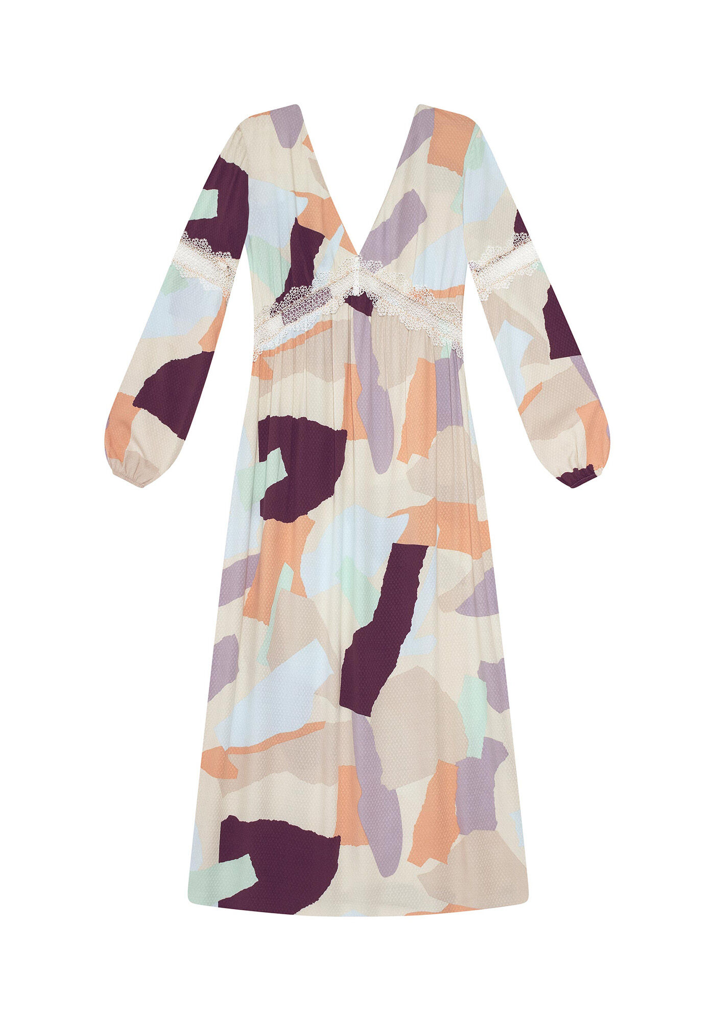 Vestido Manga Longa M&iacute;di Renda, , large.