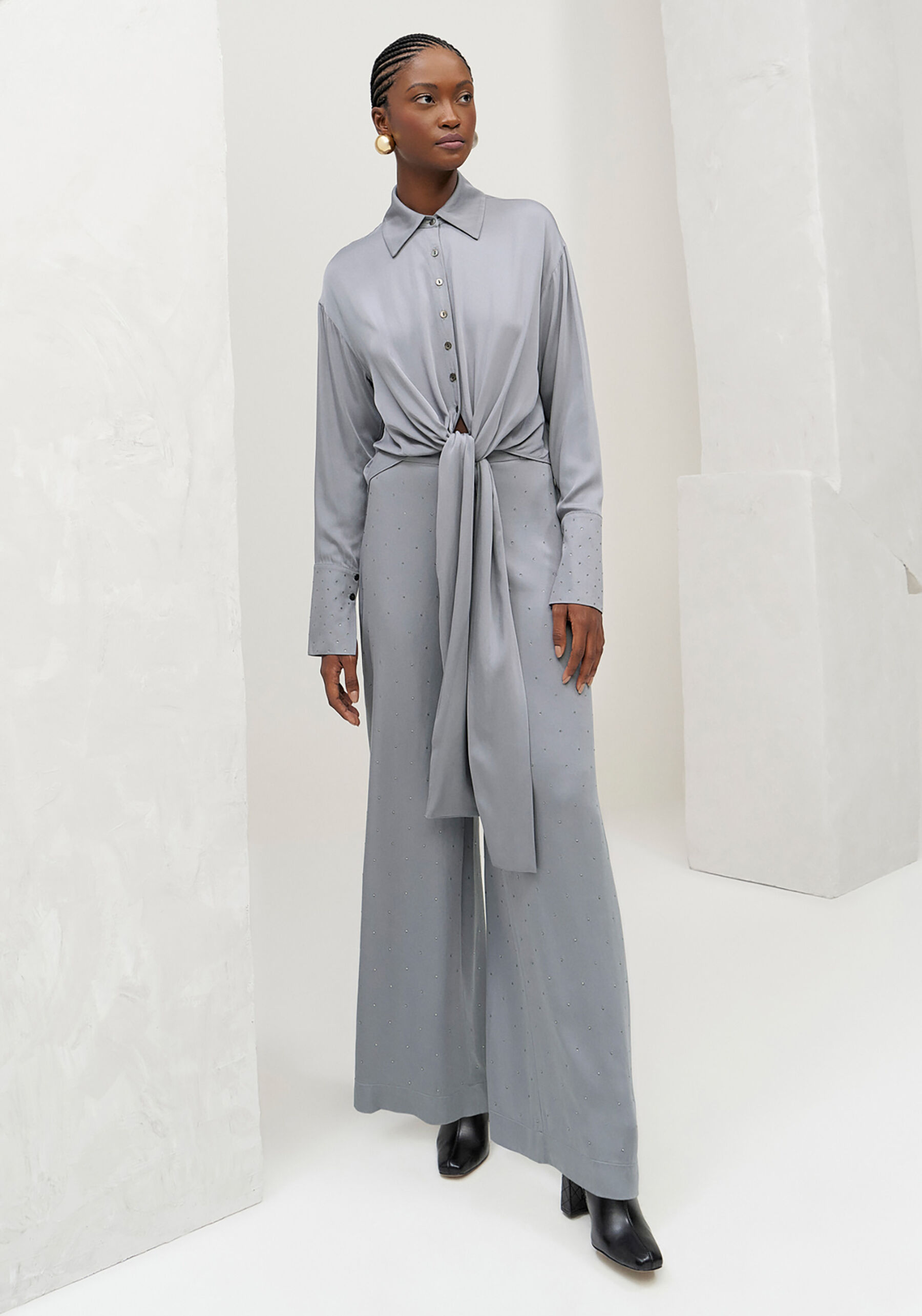 Camisa Alongada com Amarração Faixa e Strass, . Camisa Alongada com Amarração Faixa e Strass, , large.