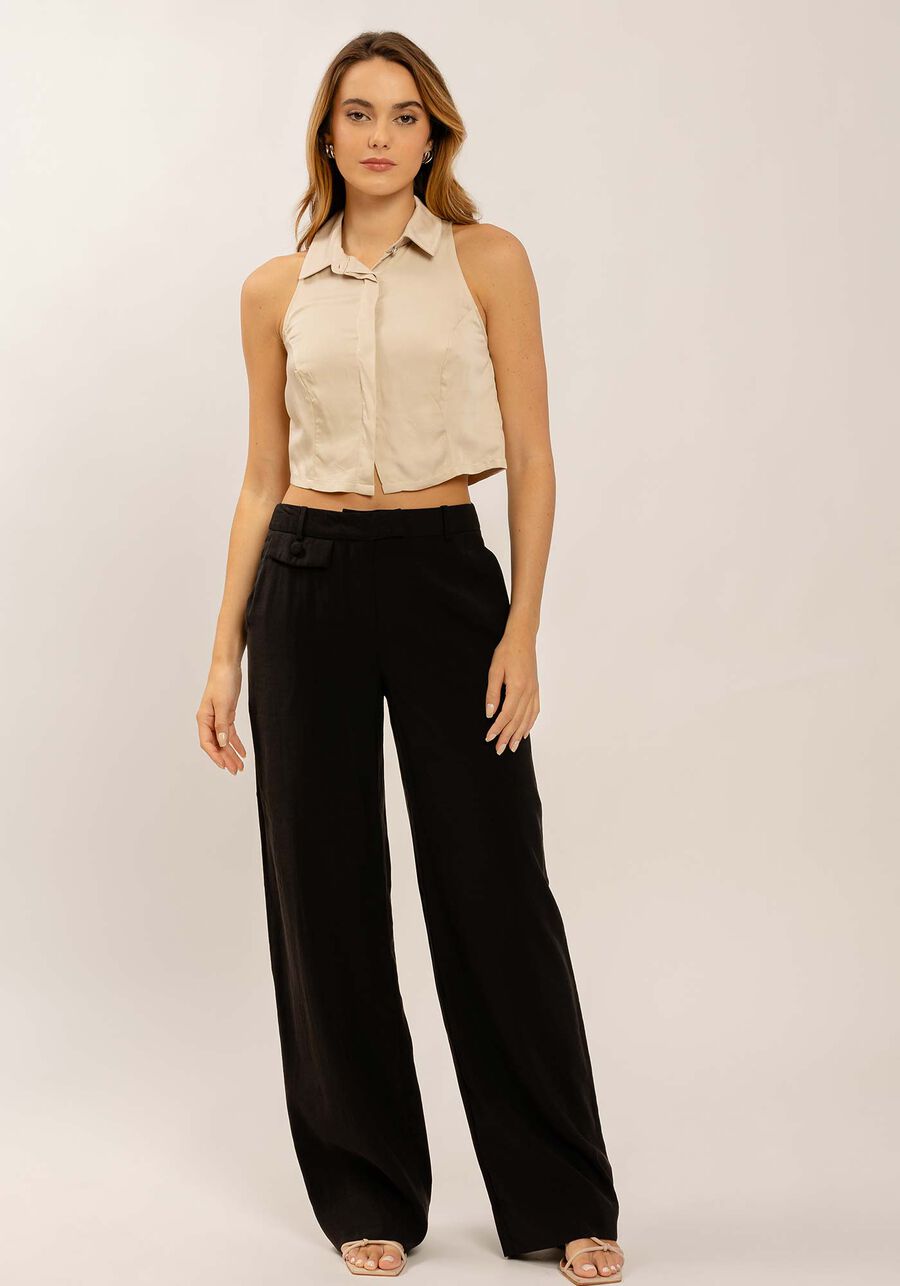 Camisa Cropped em Tecido Plano, . Camisa Cropped em Tecido Plano, , large.