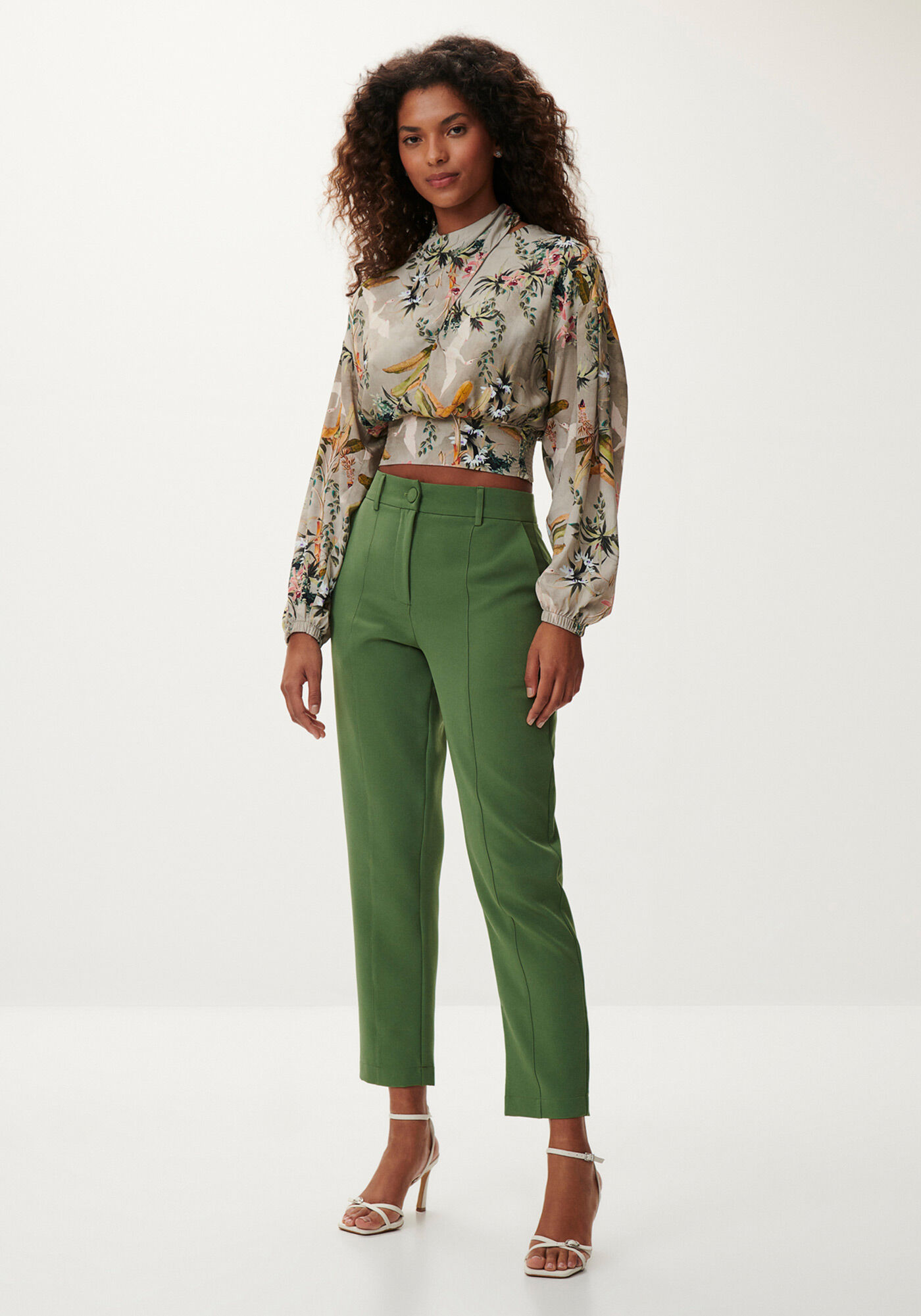 Blusa Manga Longa Estampada com Transpasse La&ccedil;o, , large.