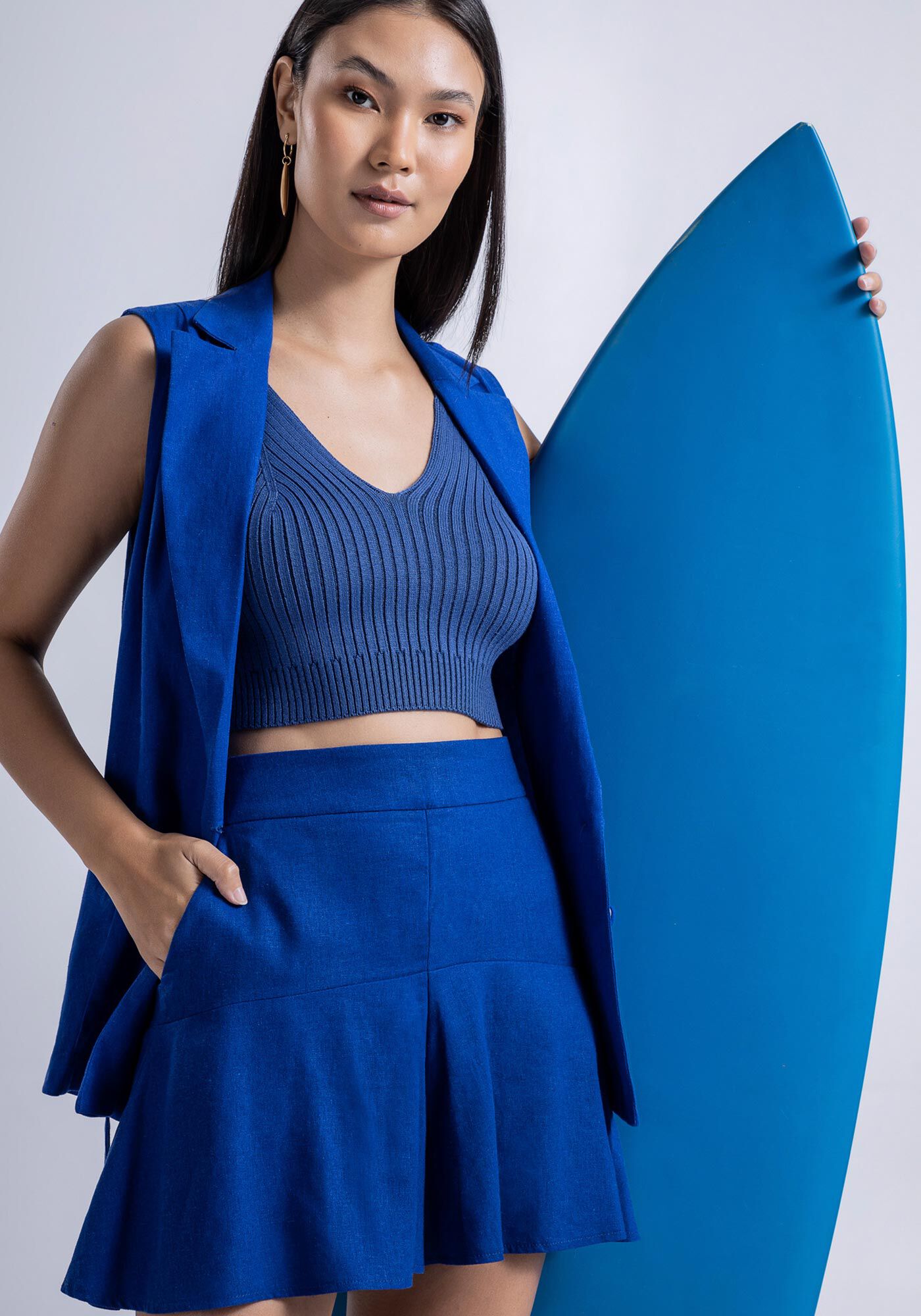 Blusa com Al&ccedil;as Cropped Tric&ocirc;, , large.