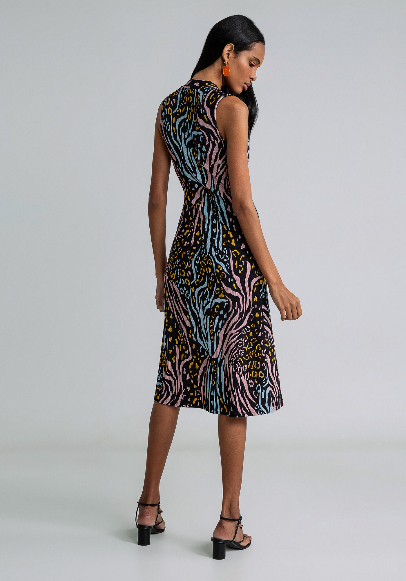 Vestido Evas&ecirc; Midi Estampado, ANIMAL, large.