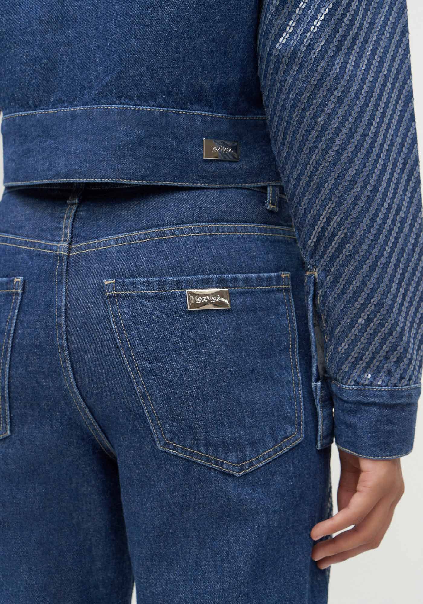 Cal&ccedil;a Jeans Reta Slim Cropped com Paet&ecirc;s, JEANS, large.