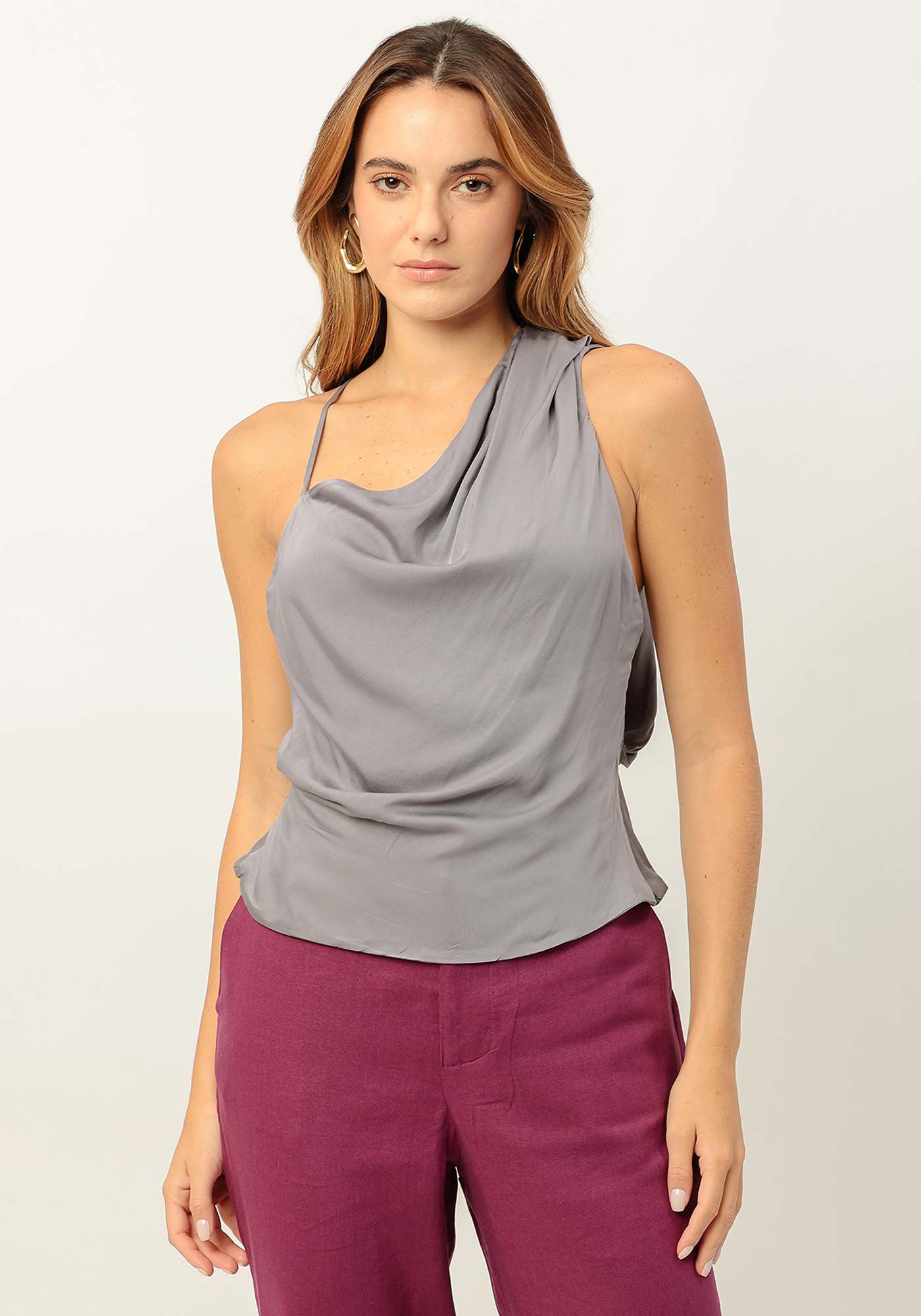 Blusa Assim&eacute;trica com Abertura Costas, , large.