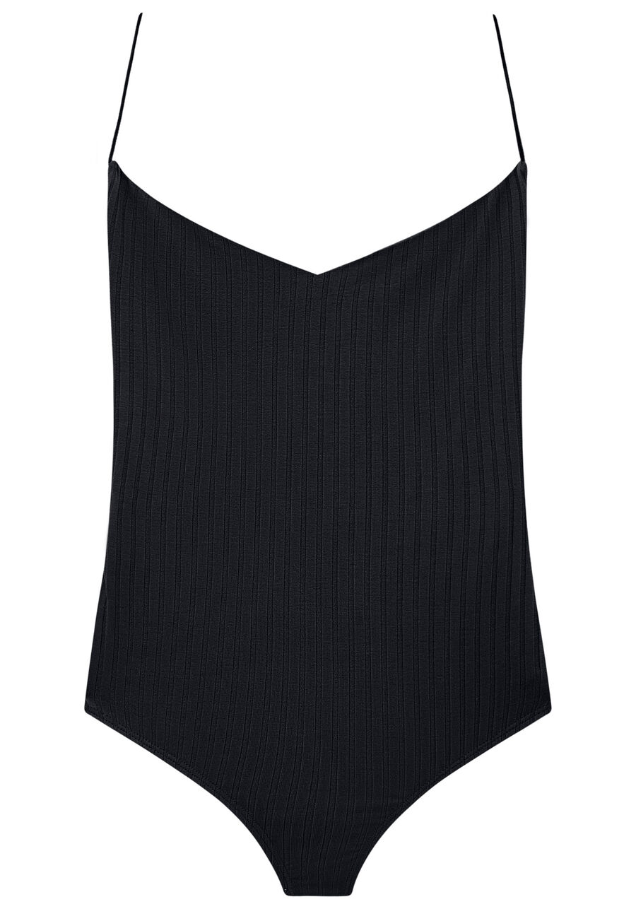 Body Canelado com Costas Abertas, PRETO REATIVO. Body Canelado com Costas Abertas, PRETO REATIVO, large.