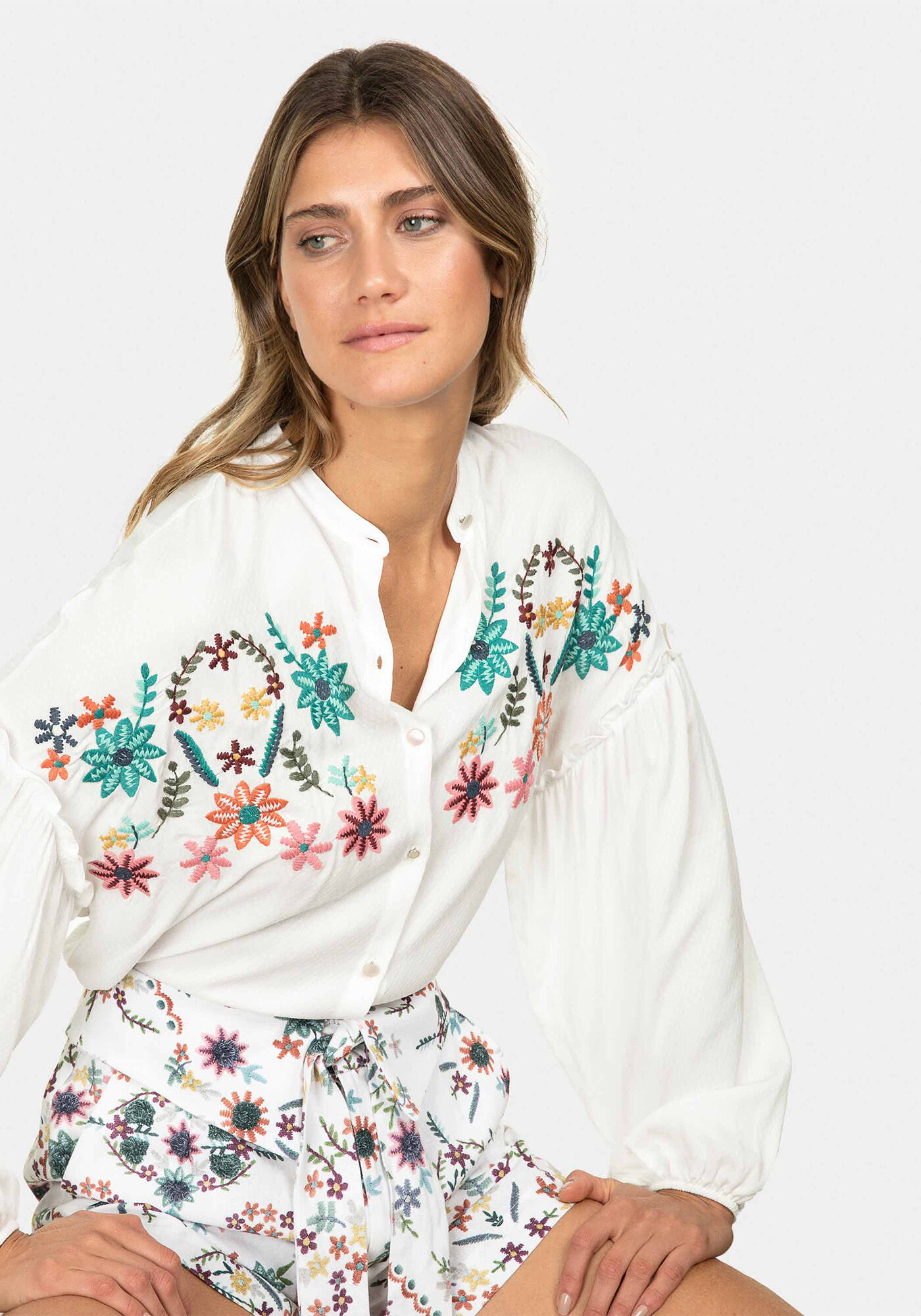 Camisa Manga Longa  Com Bordado Estampa, , large.