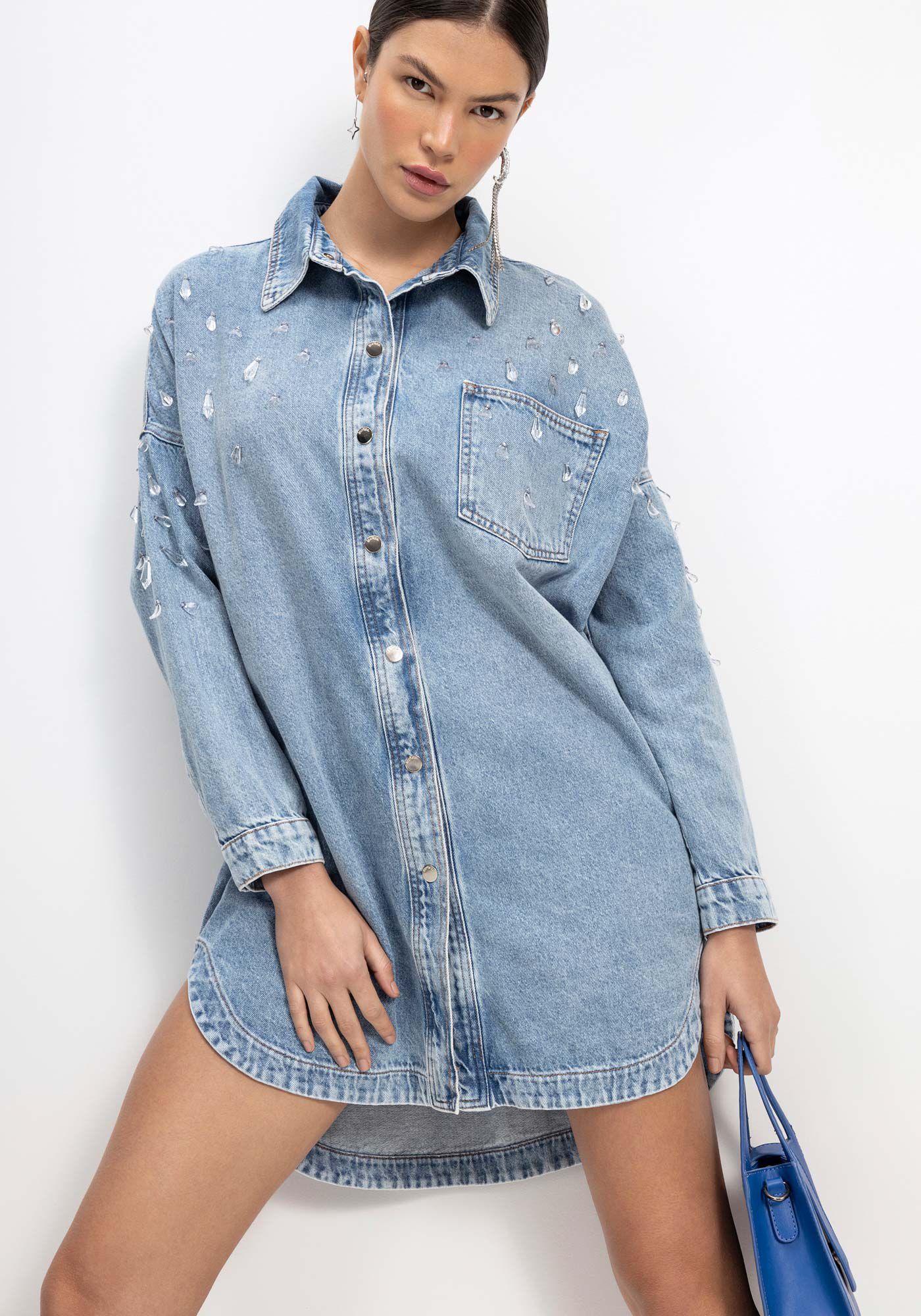 Blusão jeans sales