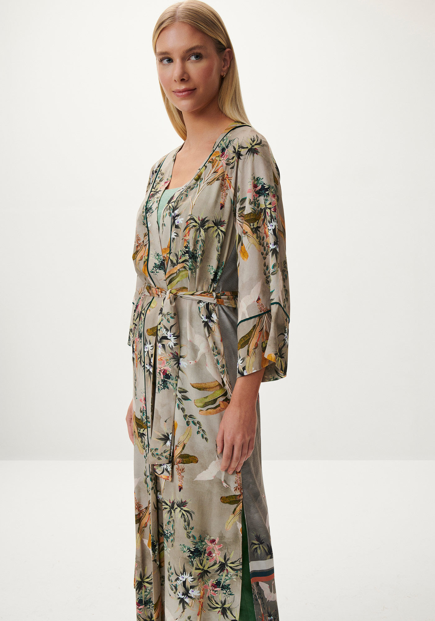 Kimono Alongado Estampado com Cinto, , large.