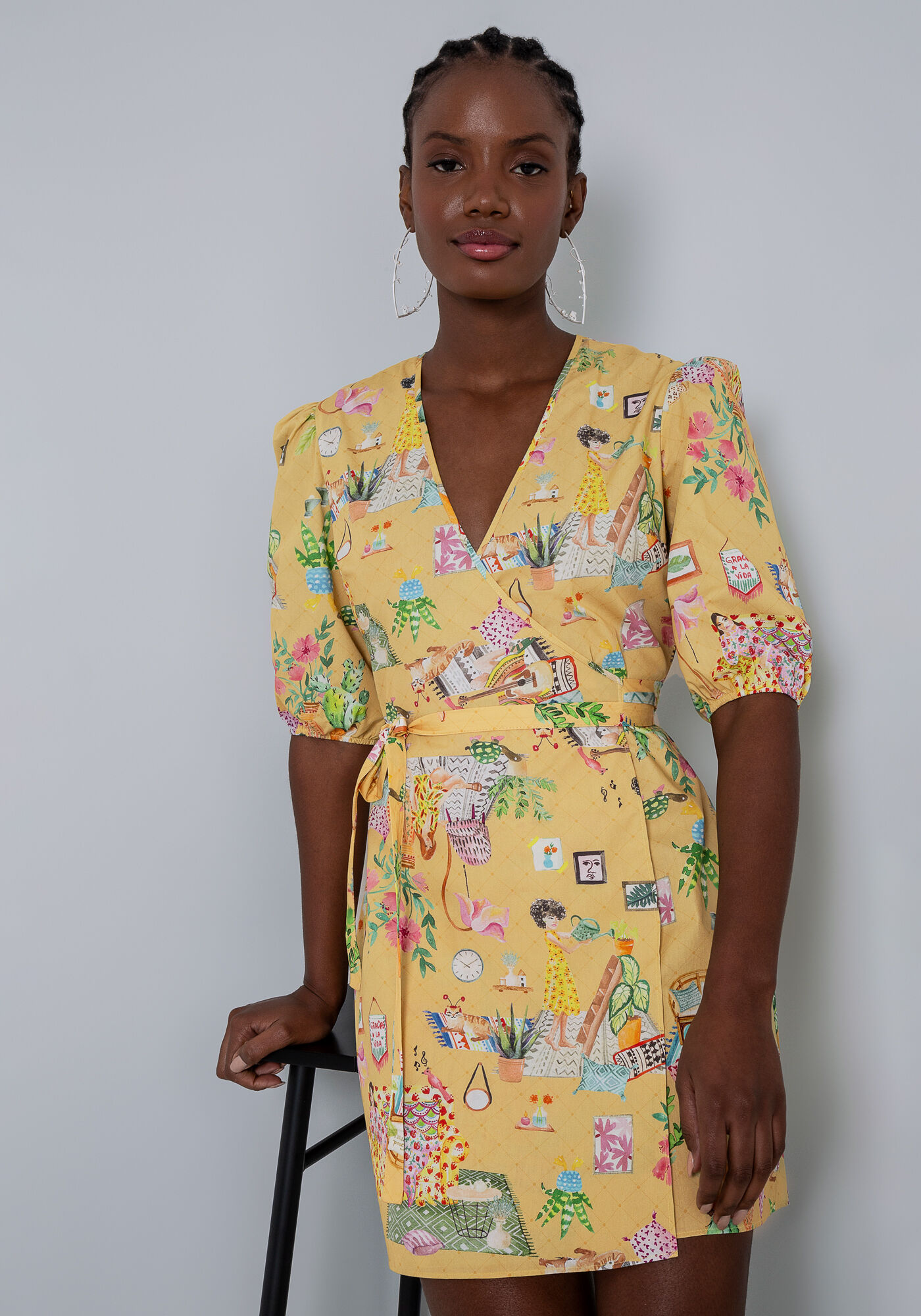 Vestidos curtos transpassados cheap