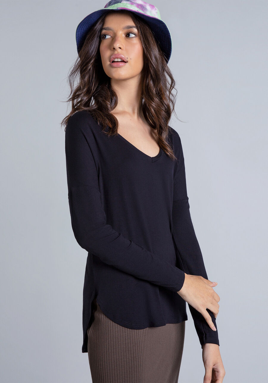 Blusa Manga Longa Decote V, . Blusa Manga Longa Decote V, , large.