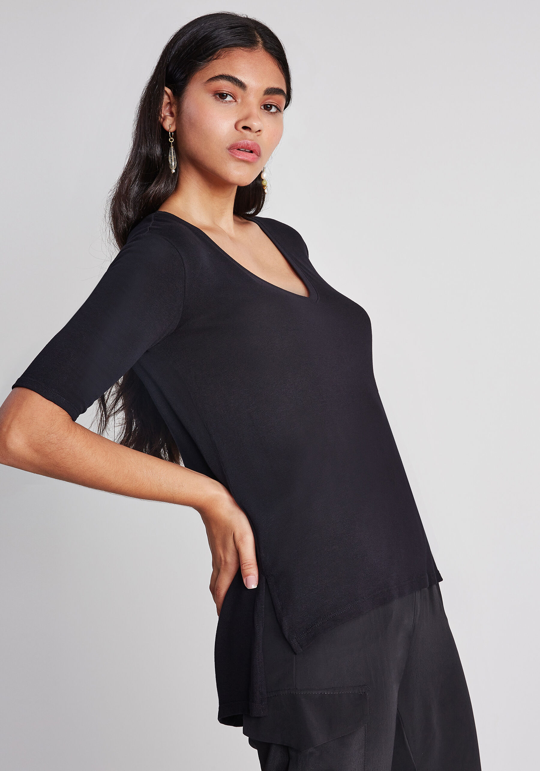 Blusa Decote V Básica, . Blusa Decote V Básica, , large.